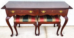 DREXEL Console Sofa Table with Ottomans