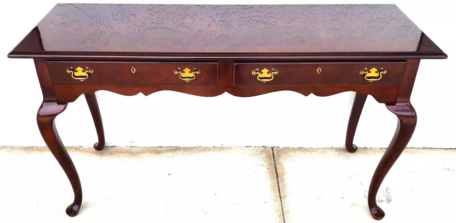 Queen Anne DREXEL Console Sofa Table with Ottomans For Sale