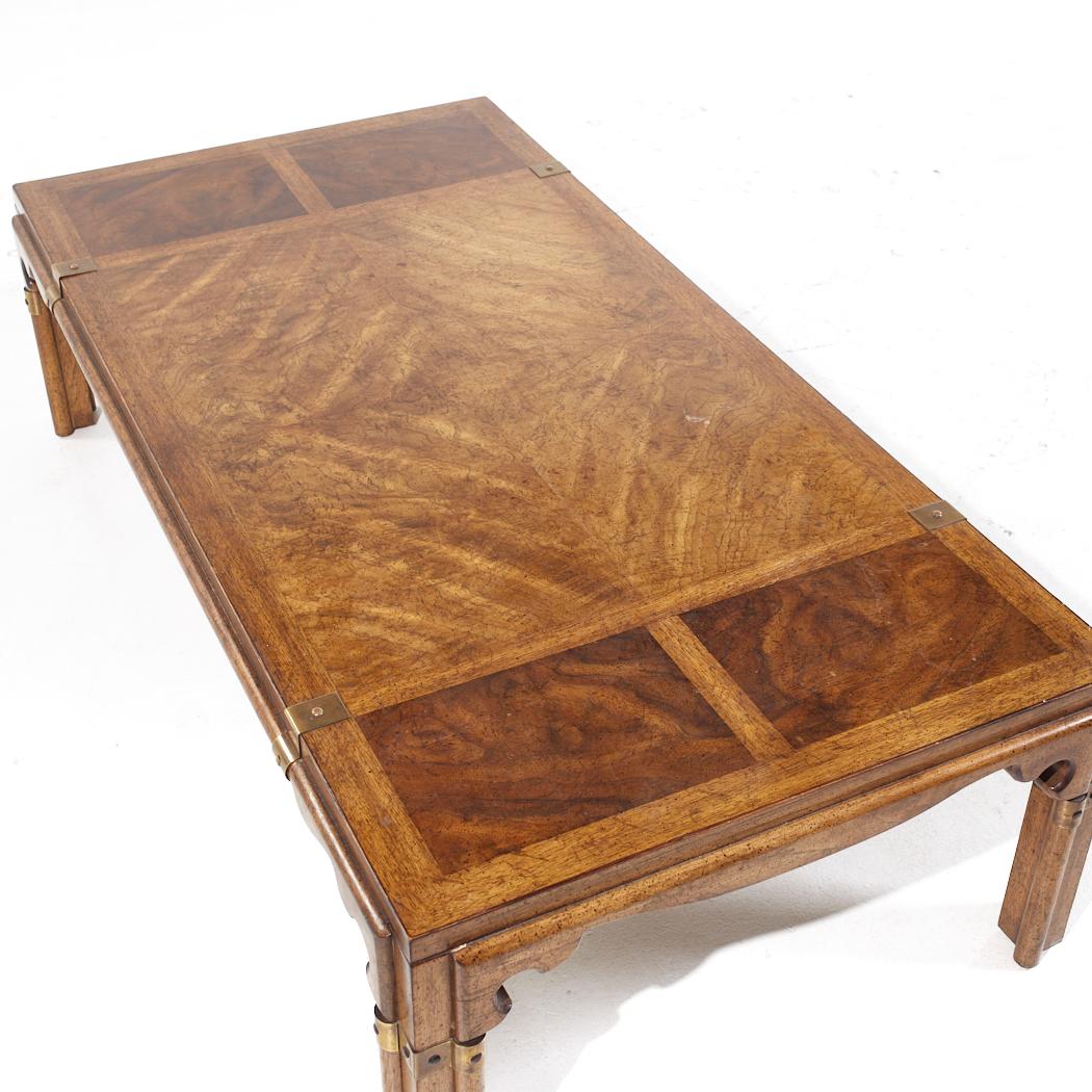 Drexel Contemporary Walnut and Brass Coffee Table For Sale 4