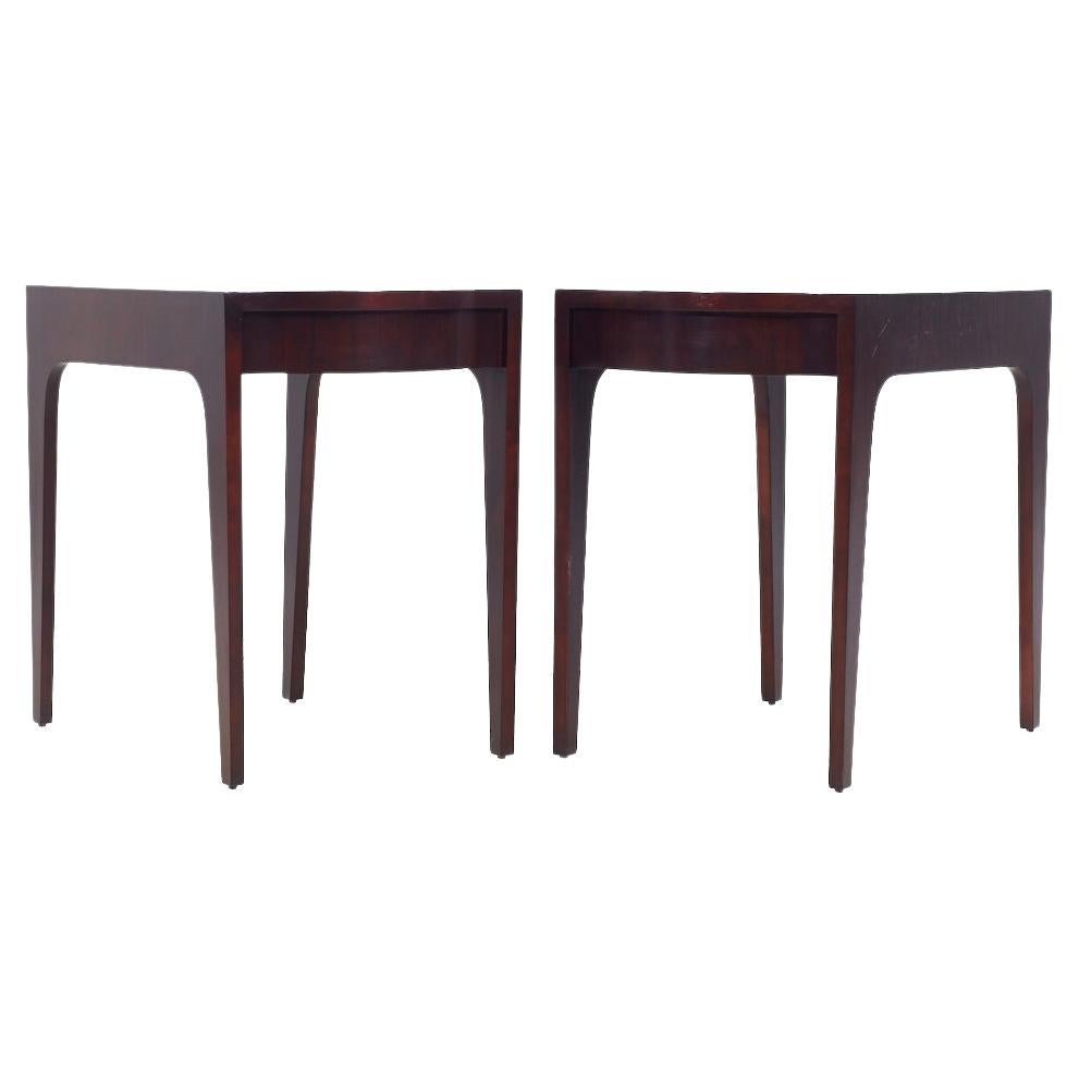 Drexel Contemporary Walnut End Tables - Pair For Sale