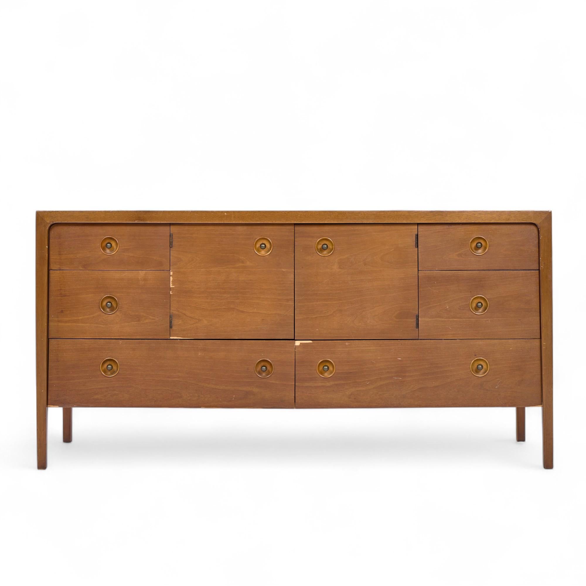 Drexel Counterpoint Mid Century Tambour Door Credenza and Hutch For Sale 4