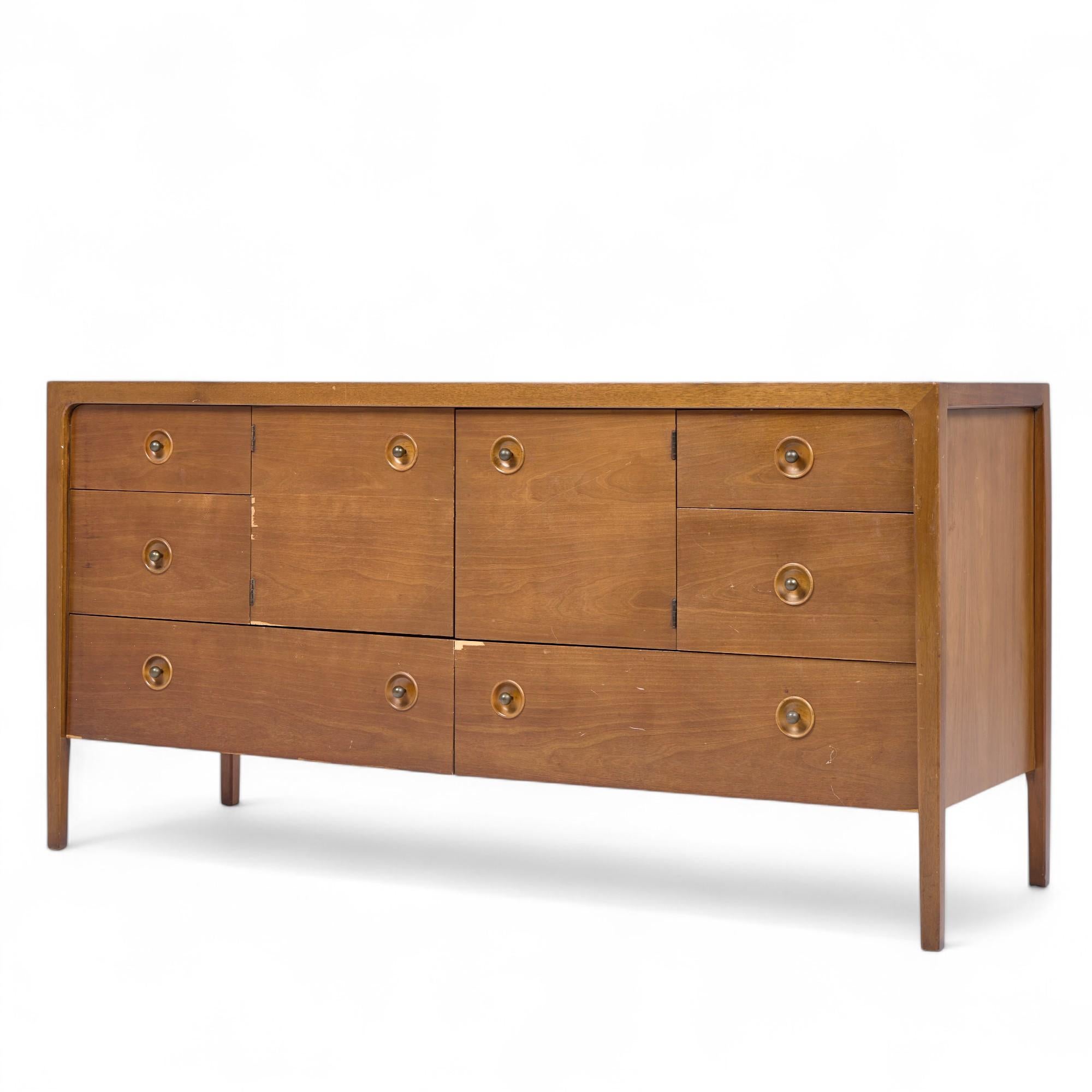 Drexel Counterpoint Mid Century Tambour Door Credenza and Hutch For Sale 5