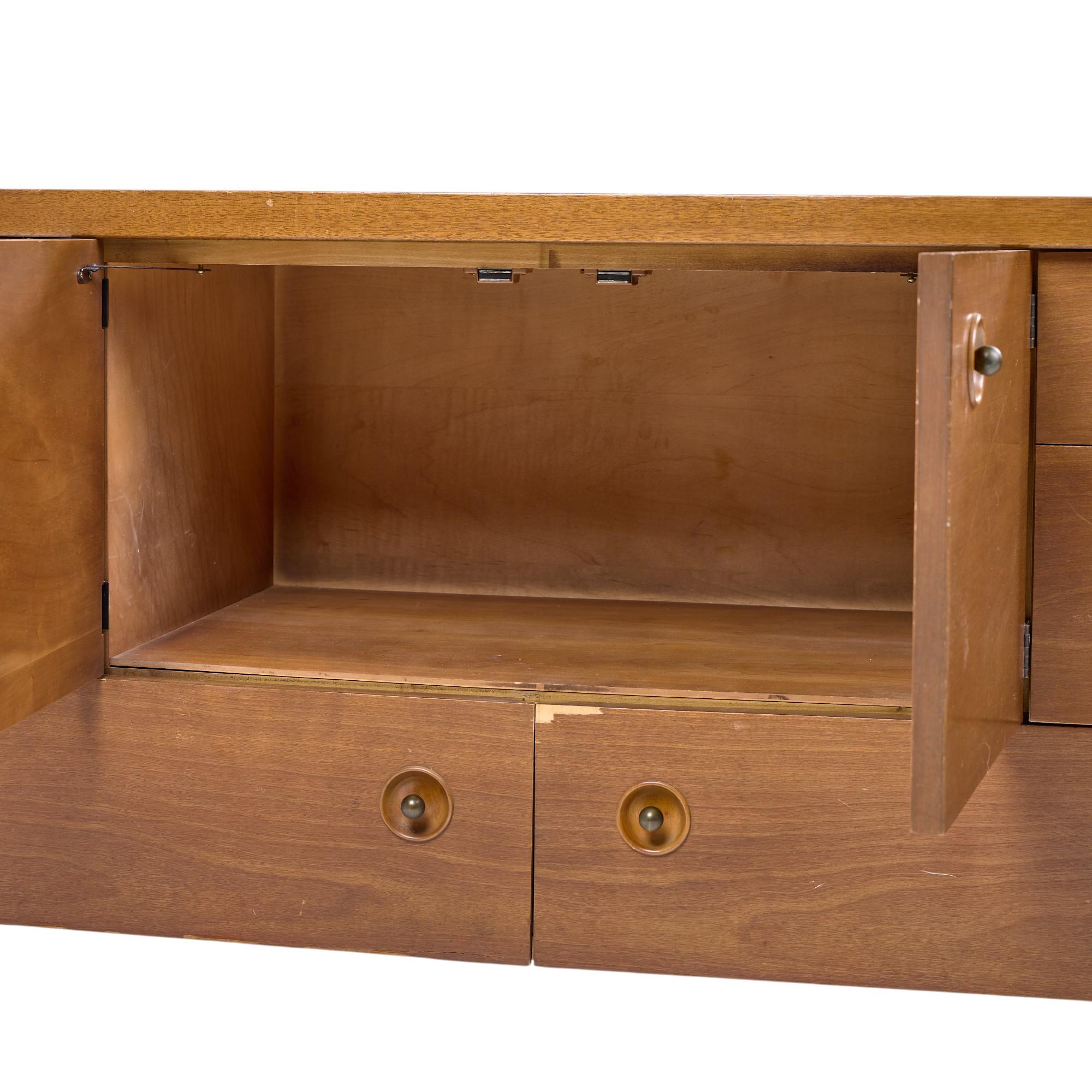 Drexel Counterpoint Mid Century Tambour Door Credenza and Hutch For Sale 6
