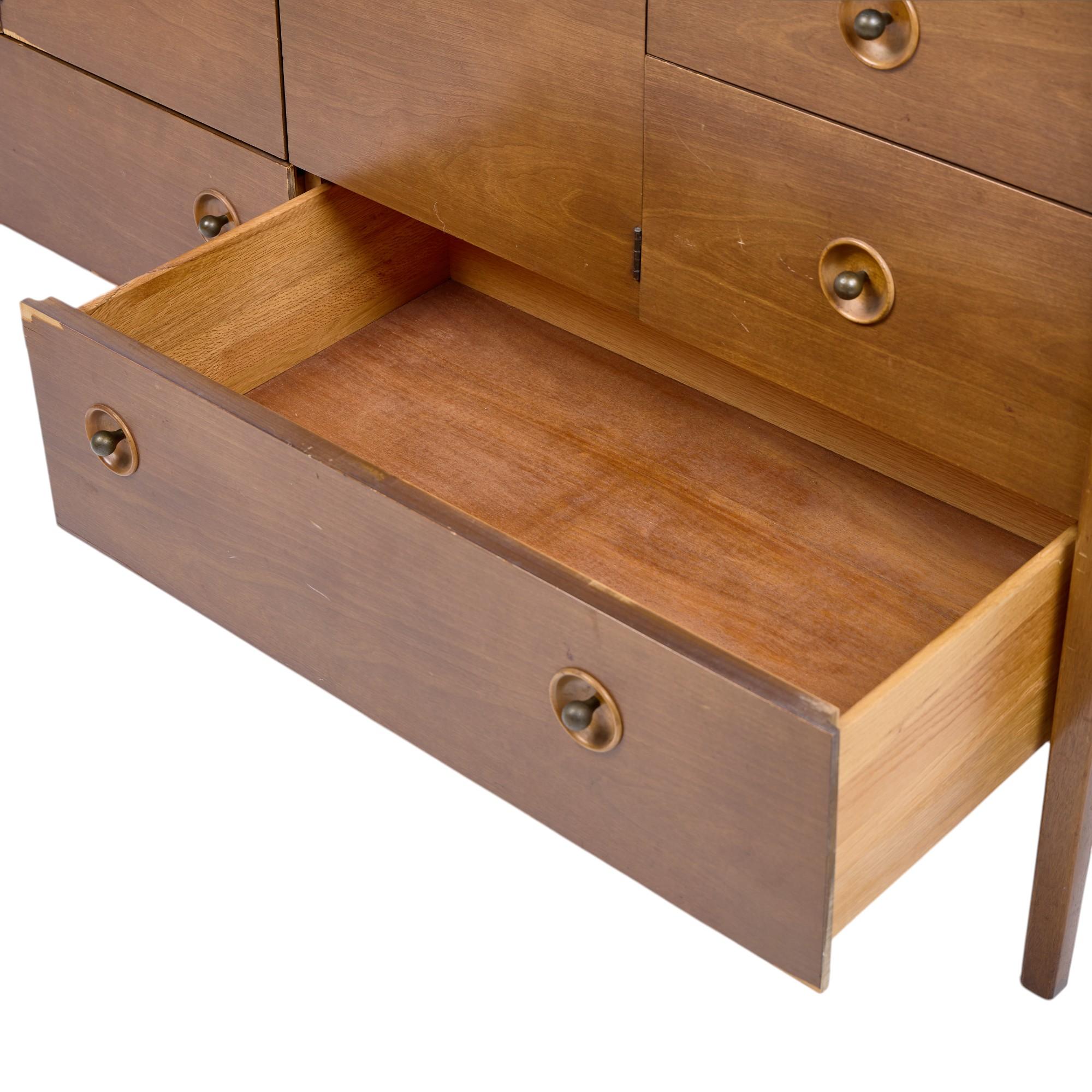 Drexel Counterpoint Mid Century Tambour Door Credenza and Hutch For Sale 7
