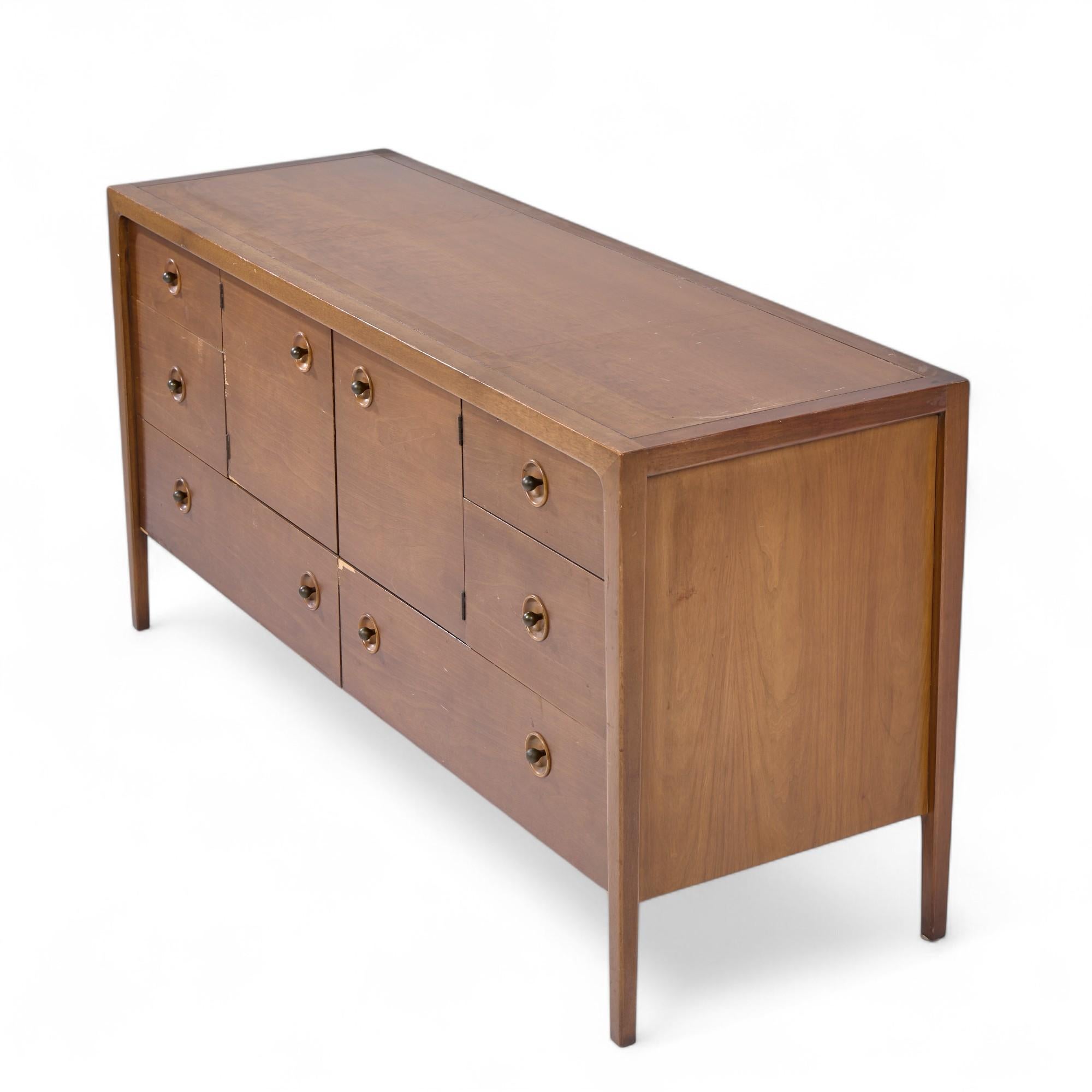 Drexel Counterpoint Mid Century Tambour Door Credenza and Hutch For Sale 9