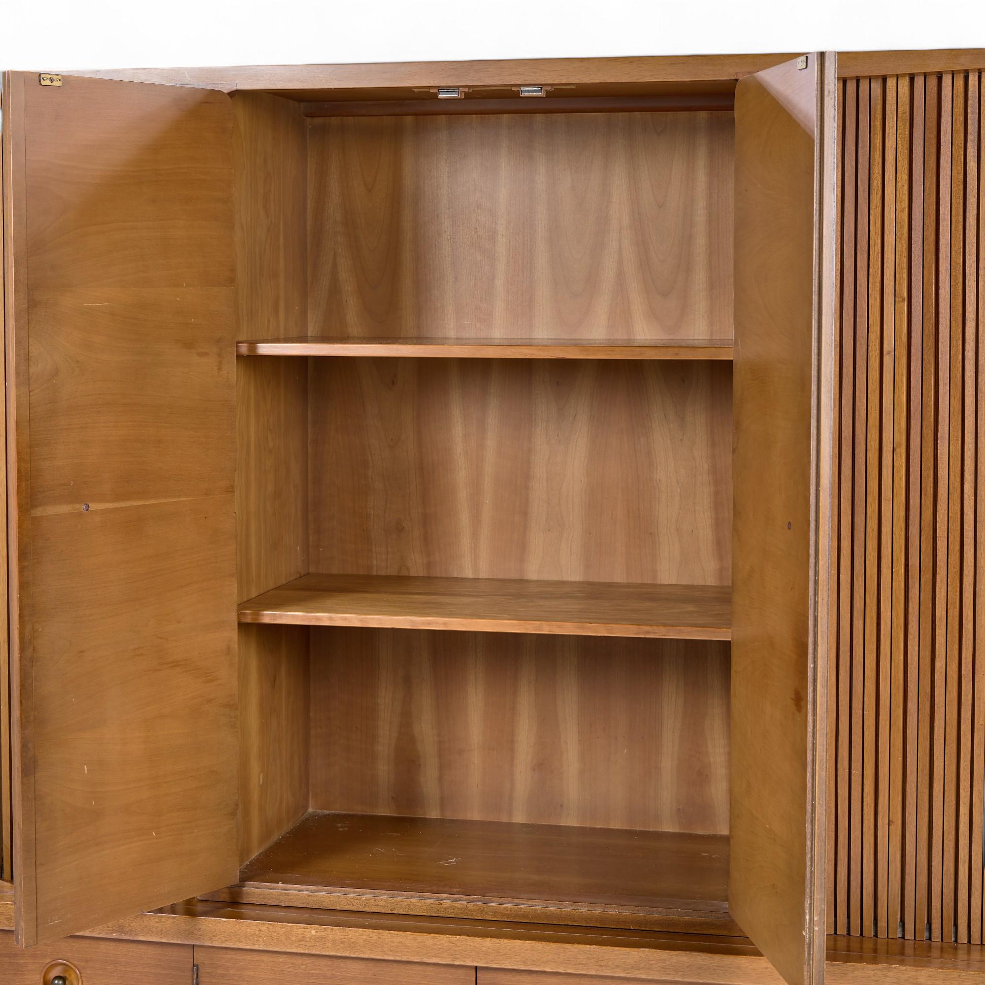 Drexel Counterpoint Mid Century Tambour Door Credenza and Hutch For Sale 1