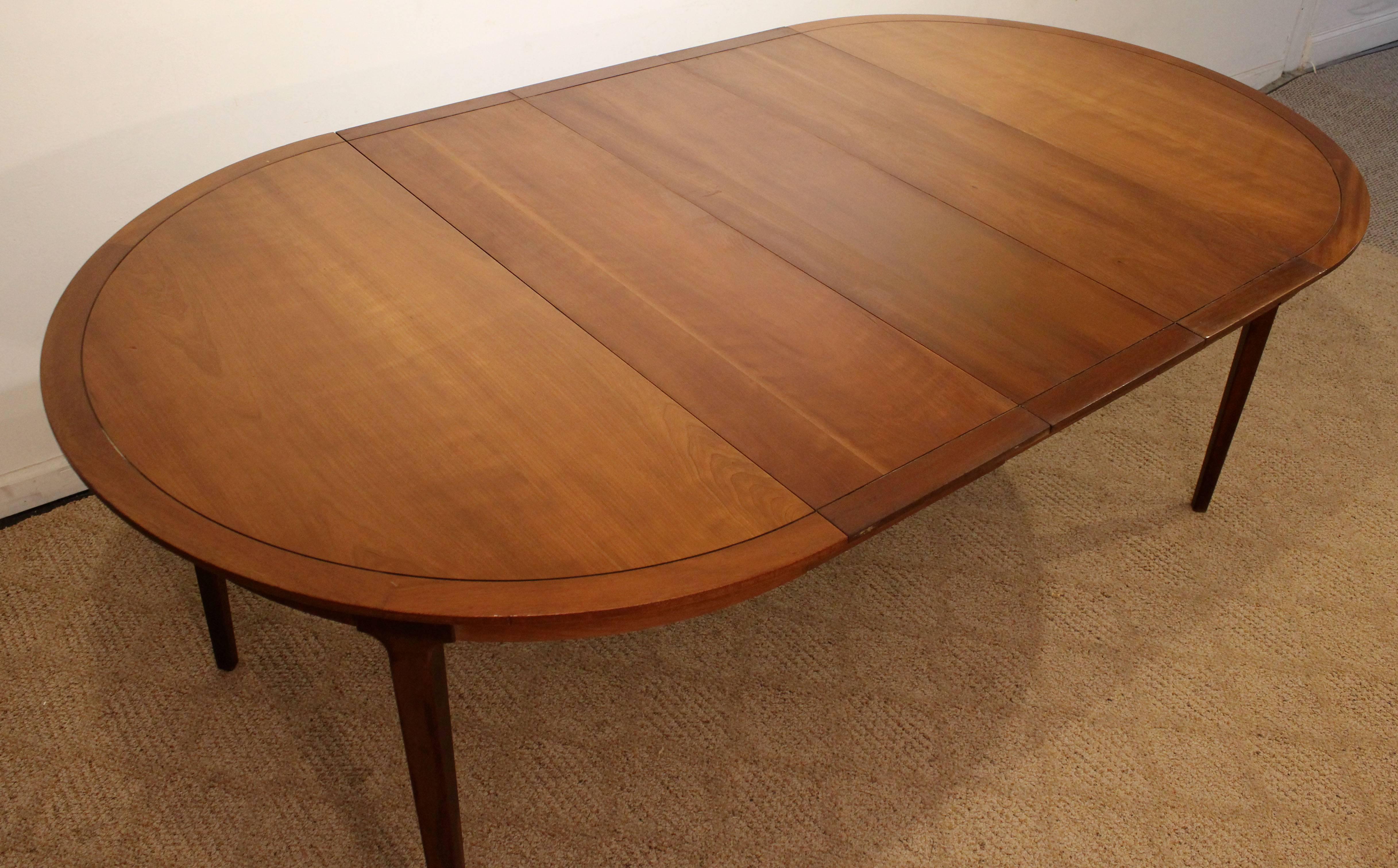 Mid-Century Modern Drexel Counterpoint Round Extension Walnut Dining Table