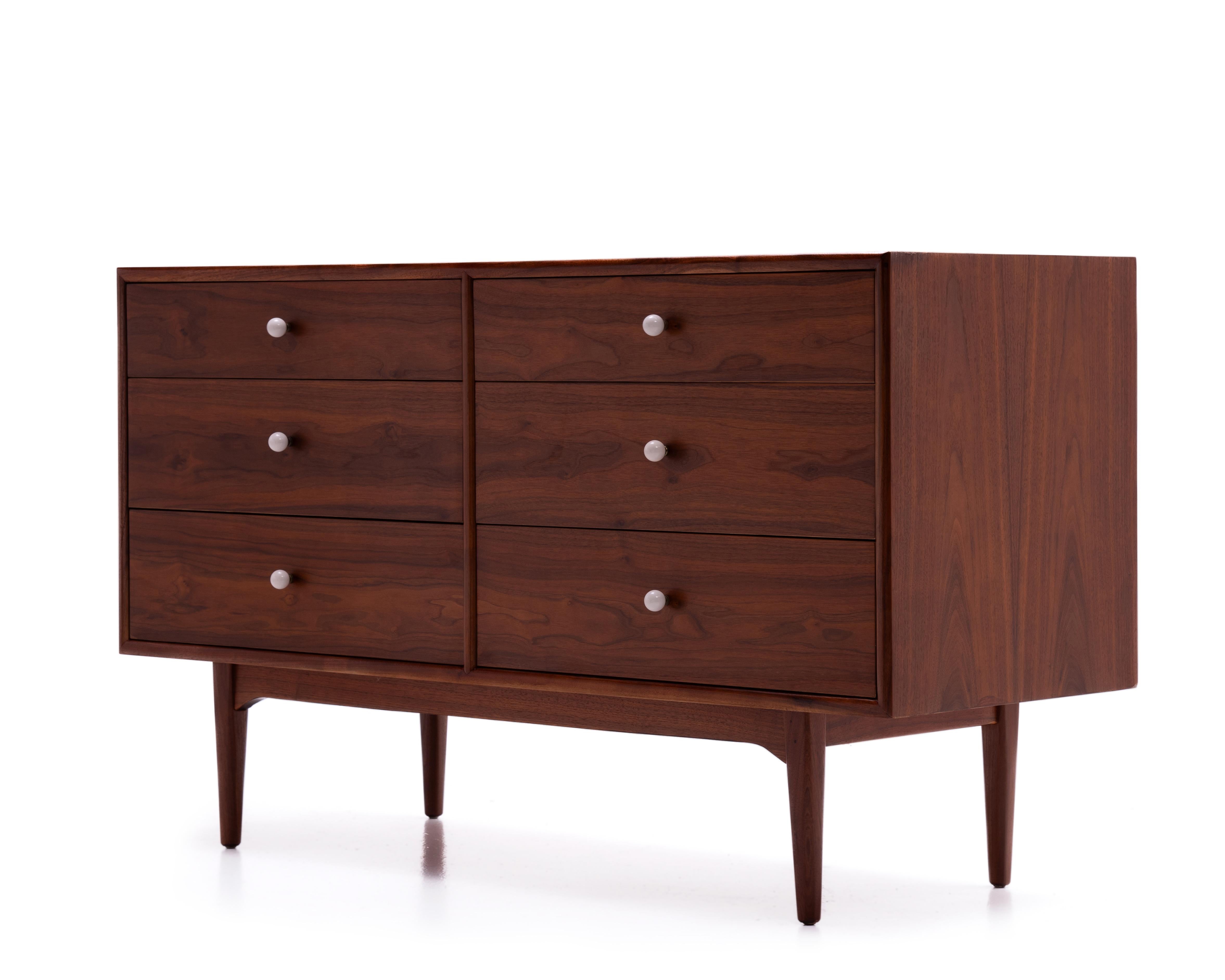 Mid-Century Modern Drexel Declaration Kipp Stewart & Stewart MacDougall 6 Drawer Lowboy Dresser For Sale