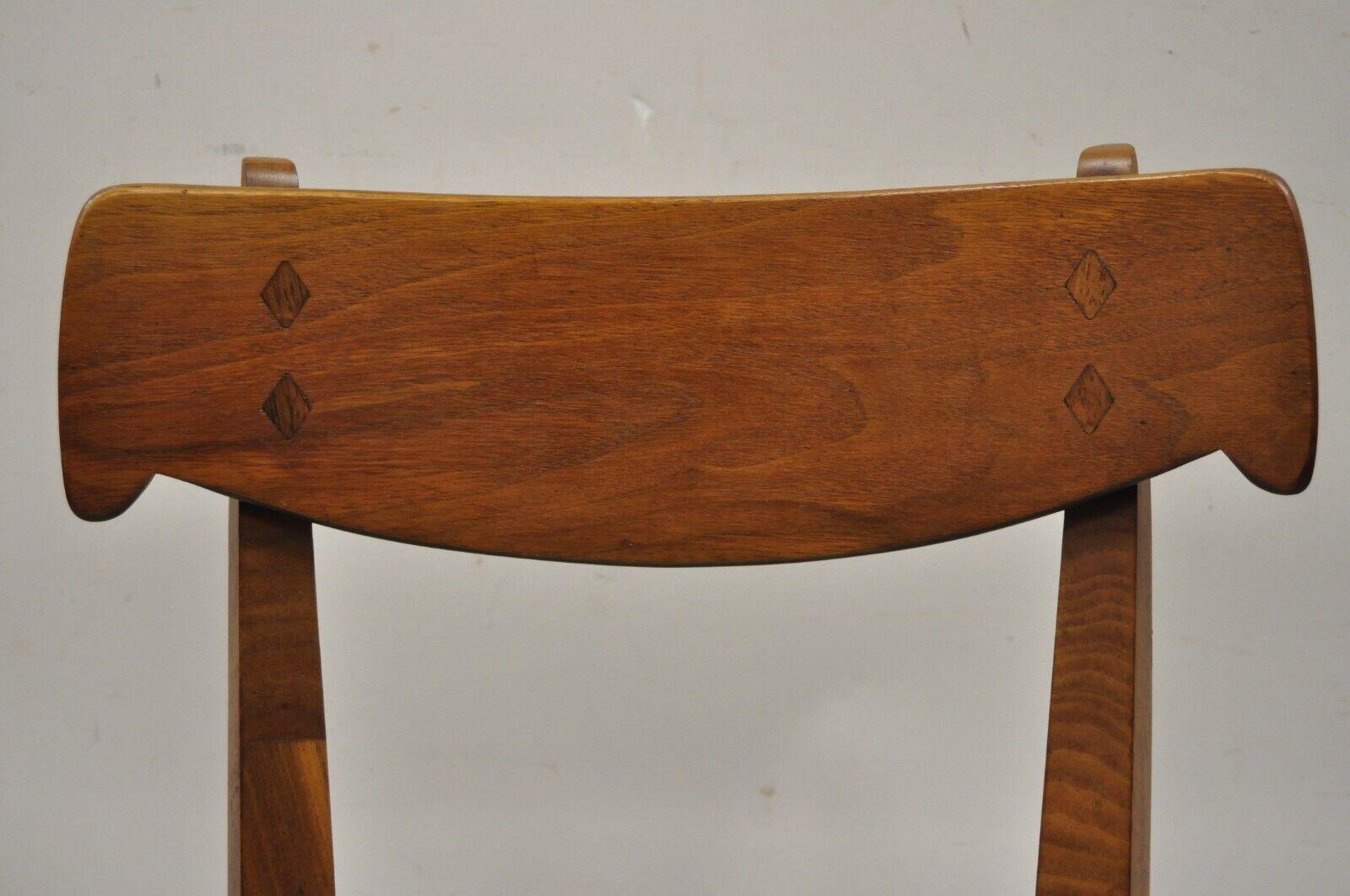 Mid-Century Modern Drexel Declaration Kipp Stewart Walnut Diamond Inlay Dining Side Chair - Single