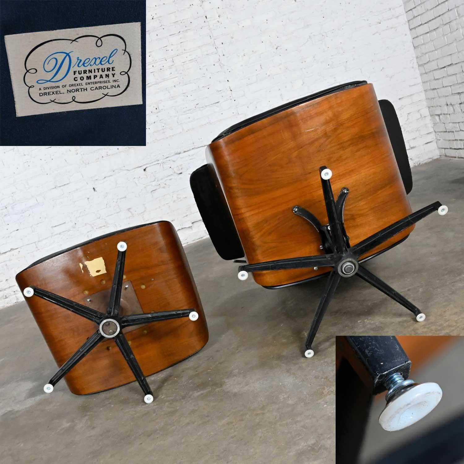 Faux Leather Drexel Declaration Lounge Chair & Ottoman by Kipp Stewart & Stewart MacDougall For Sale