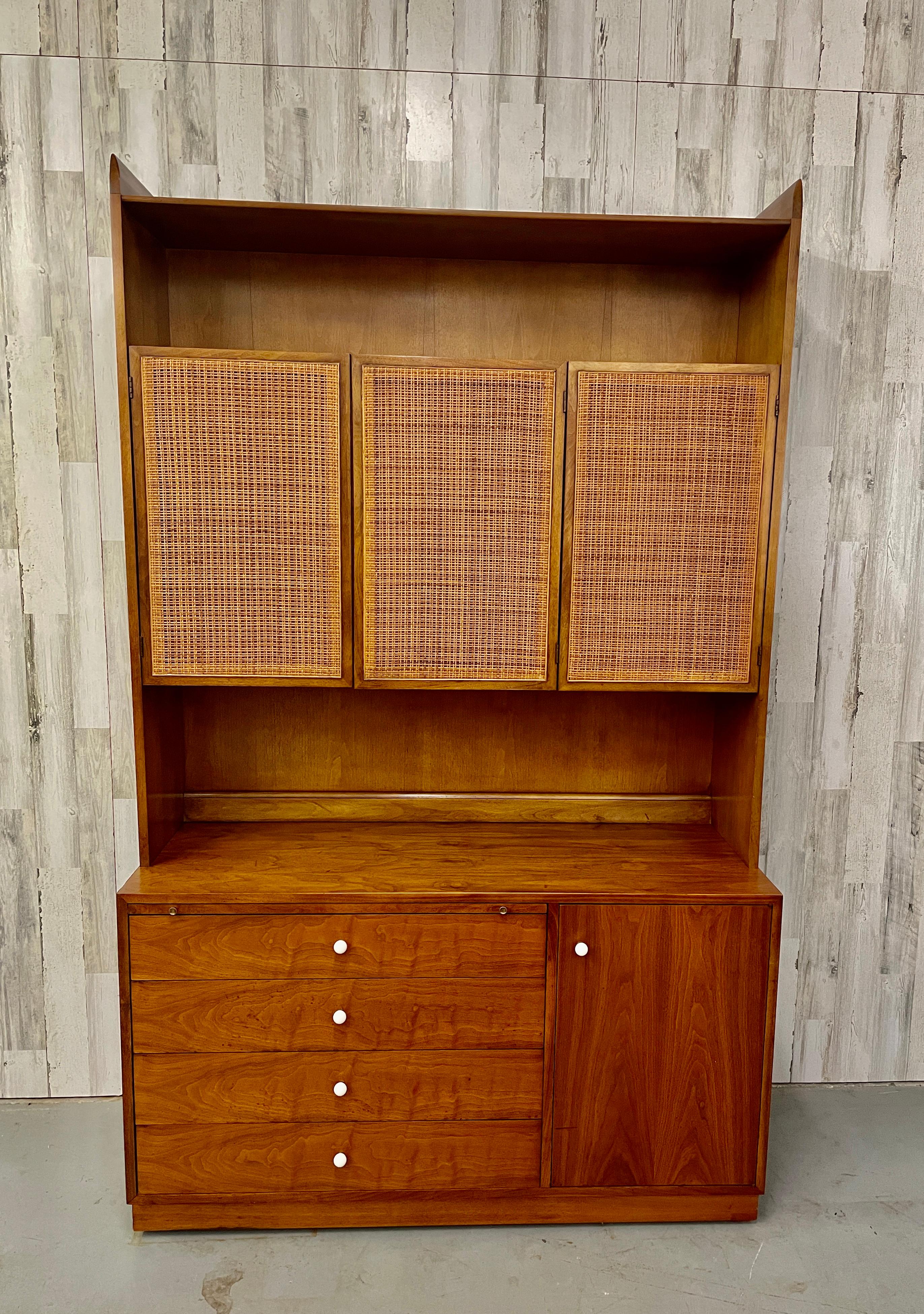 Drexel Declaration Walnut and Cane Cabinet For Sale 3