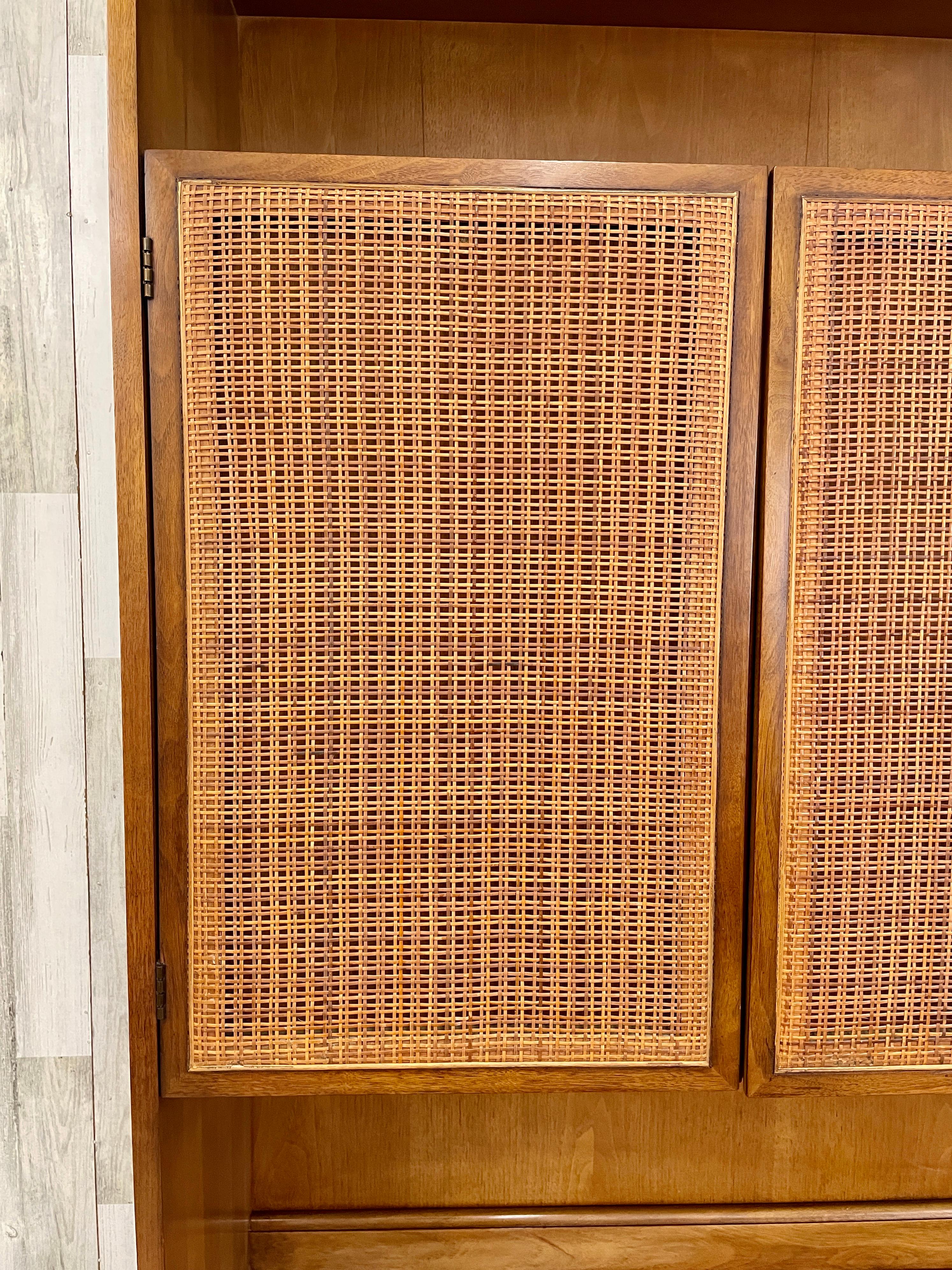 Drexel Declaration Walnut and Cane Cabinet For Sale 4