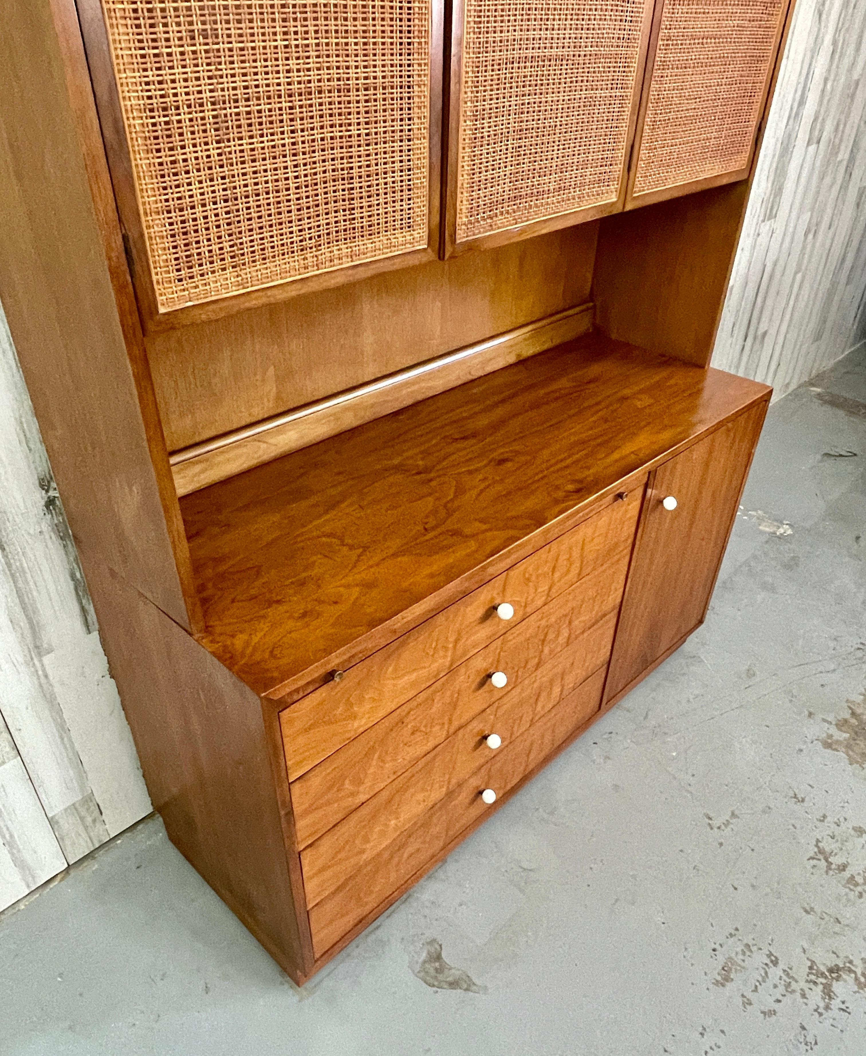 Drexel Declaration Walnut and Cane Cabinet For Sale 5