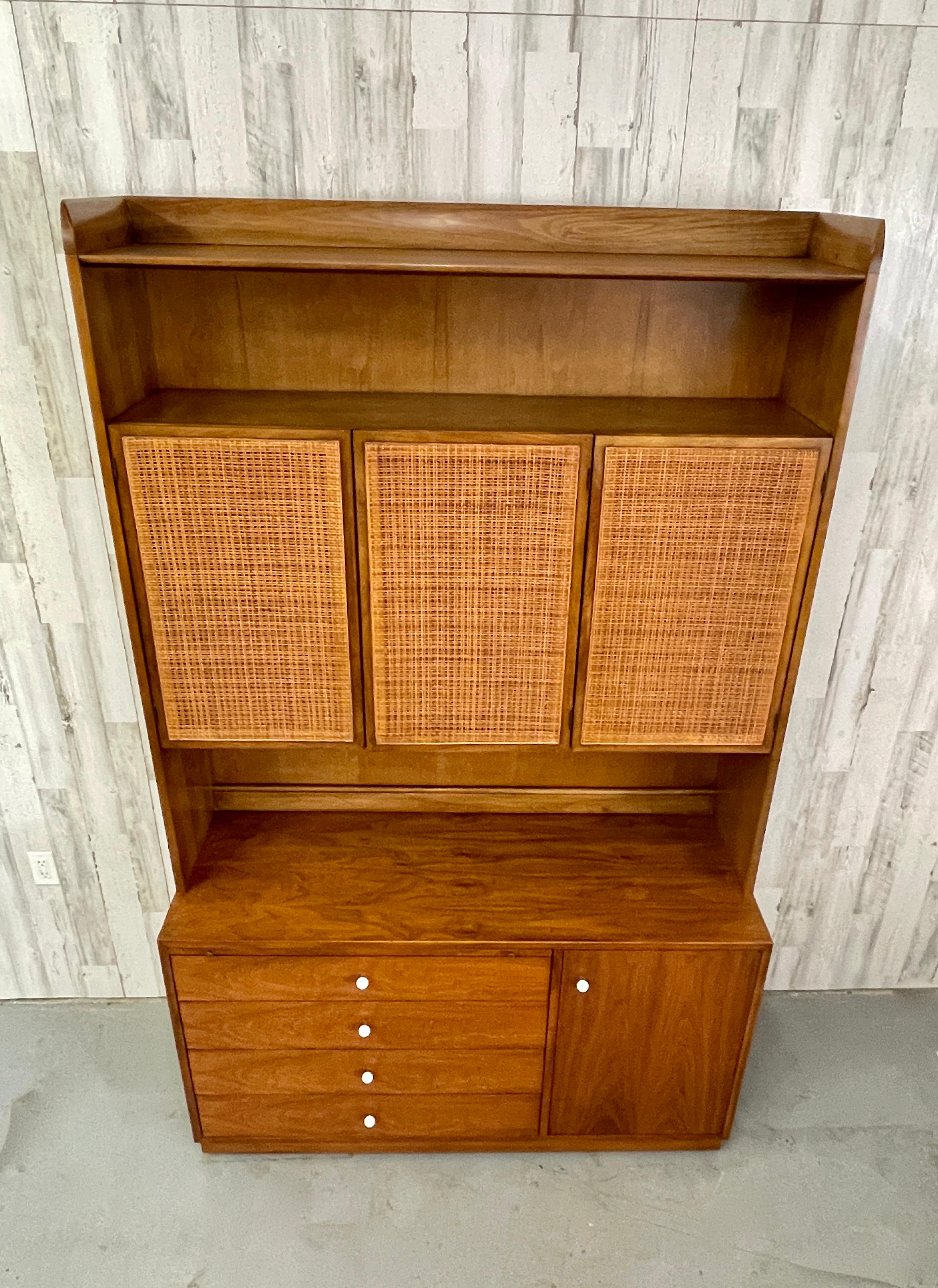 Drexel Declaration Walnut and Cane Cabinet For Sale 6