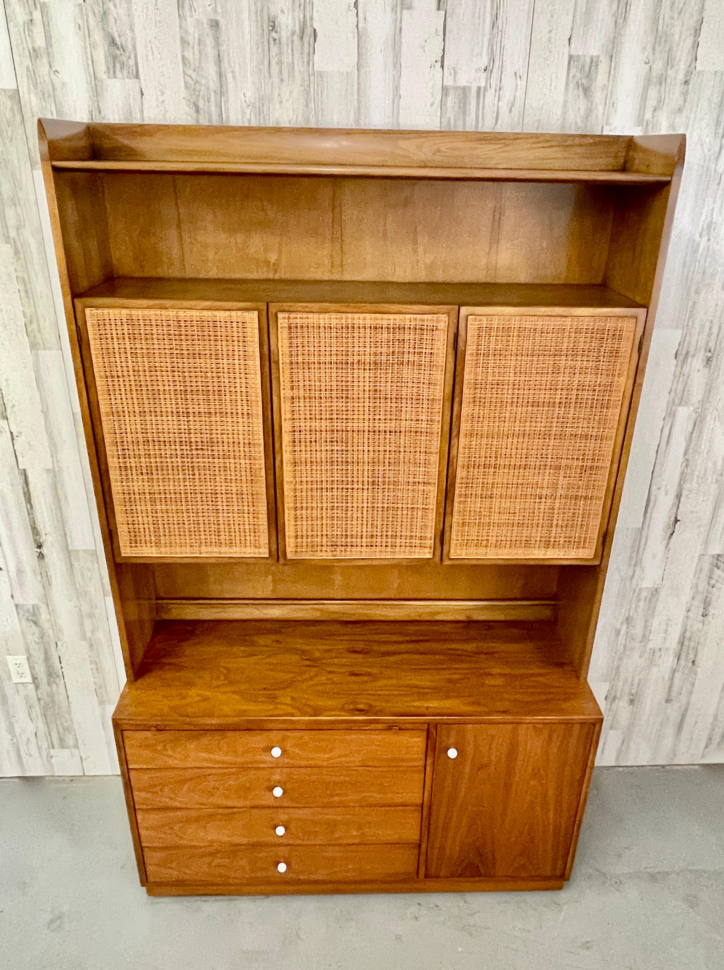 Drexel Declaration Walnut and Cane Cabinet For Sale 7