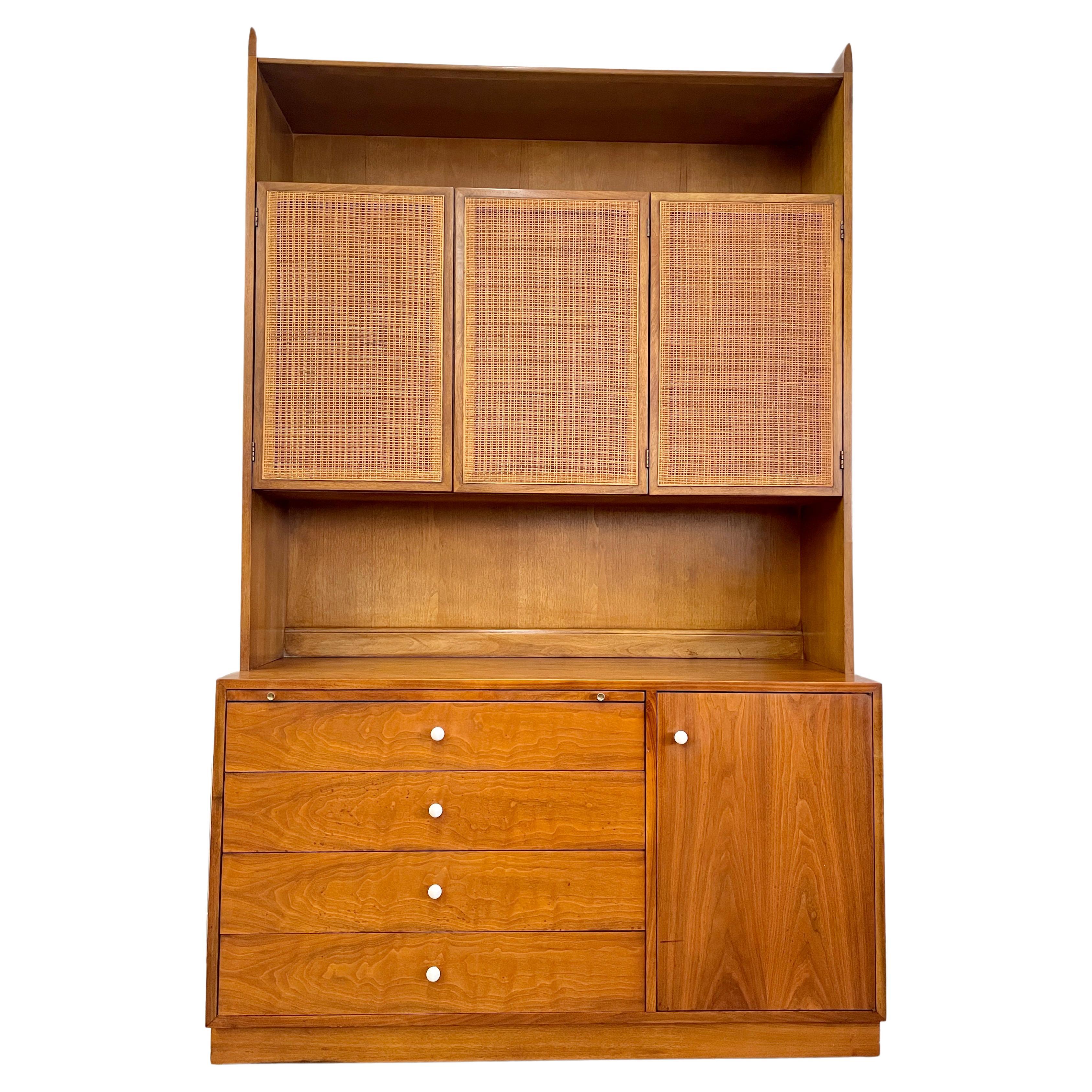 Drexel Declaration Walnut and Cane Cabinet For Sale 12