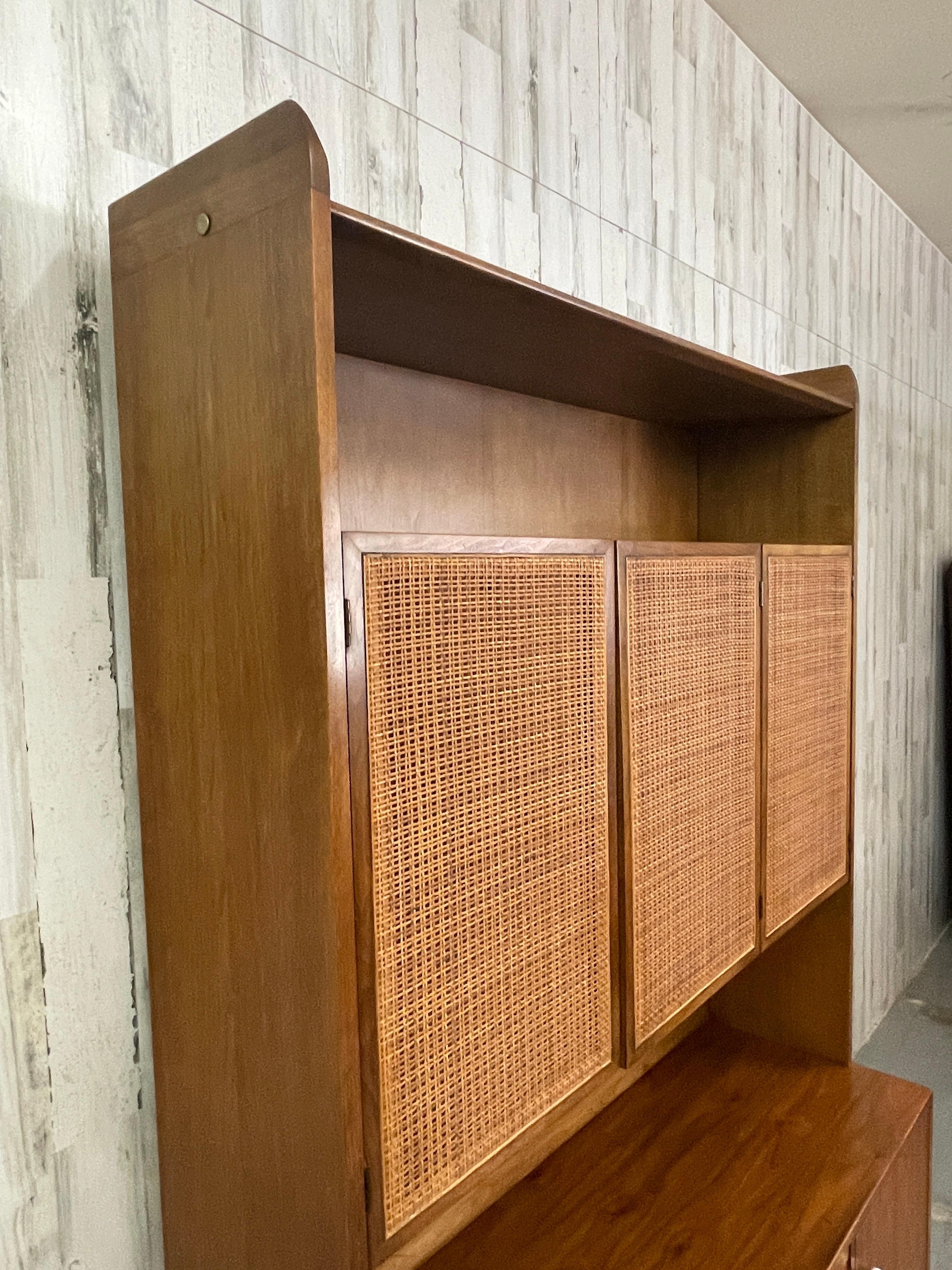 20th Century Drexel Declaration Walnut and Cane Cabinet For Sale