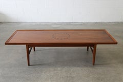 Drexel Declaration Walnut Coffee Table, Kipp Stewart Mid Century Modern