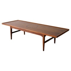 Drexel Declaration Walnut Coffee Table, Kipp Stewart Mid Century Modern