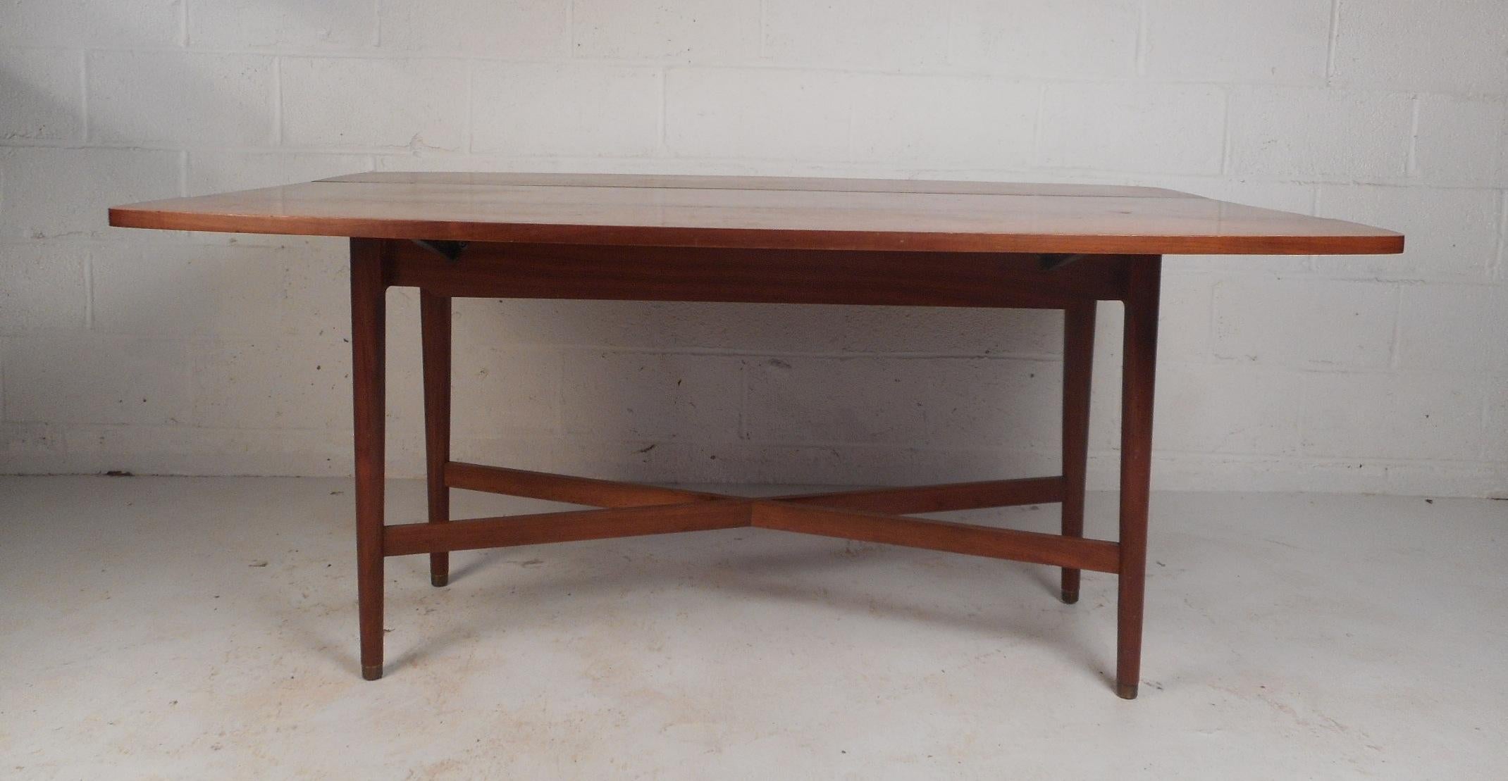 Mid-Century Modern Drexel Declaration Walnut Drop-Leaf Dining Table