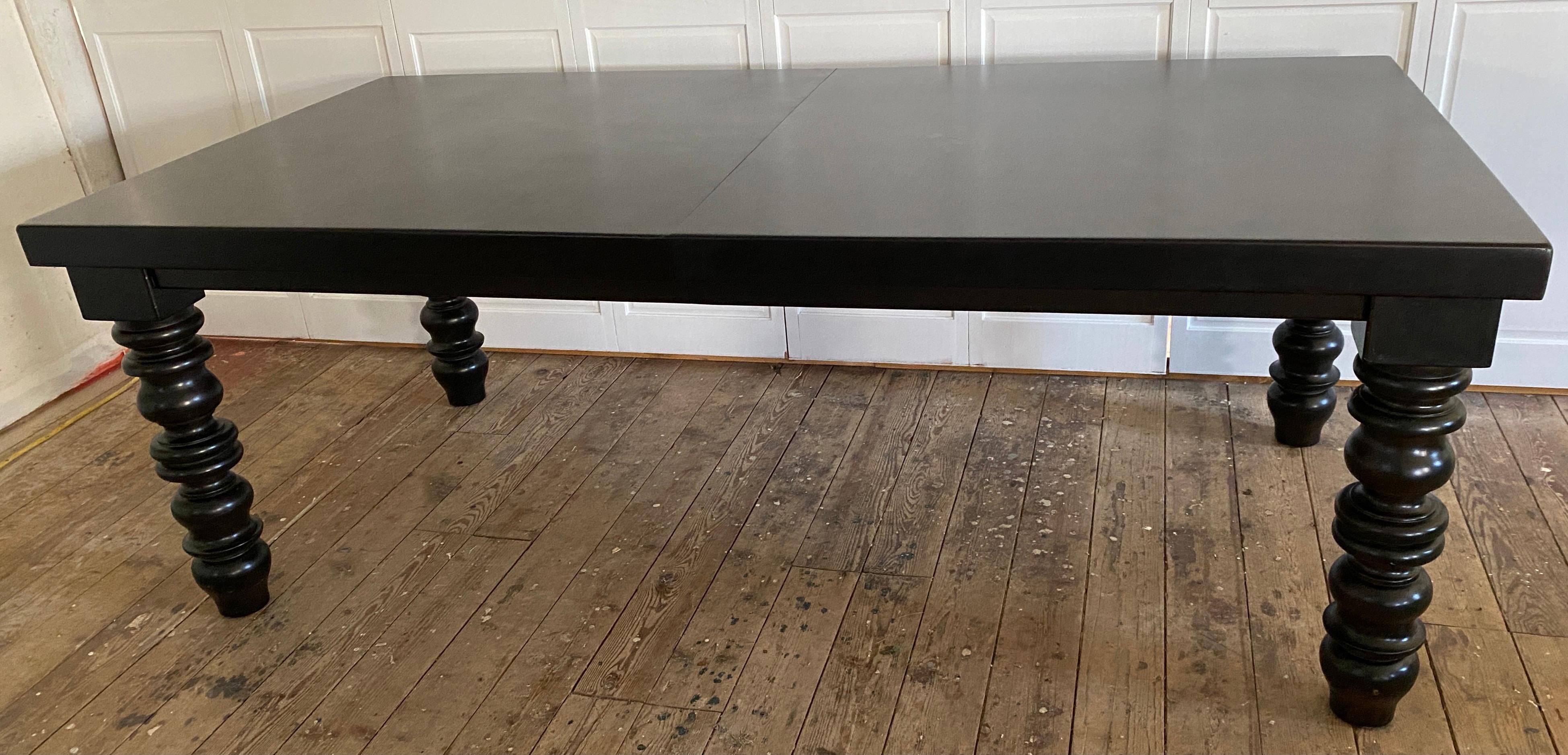 Mid-Century Modern Drexel Dining Table with Oversize Turned Legs For Sale
