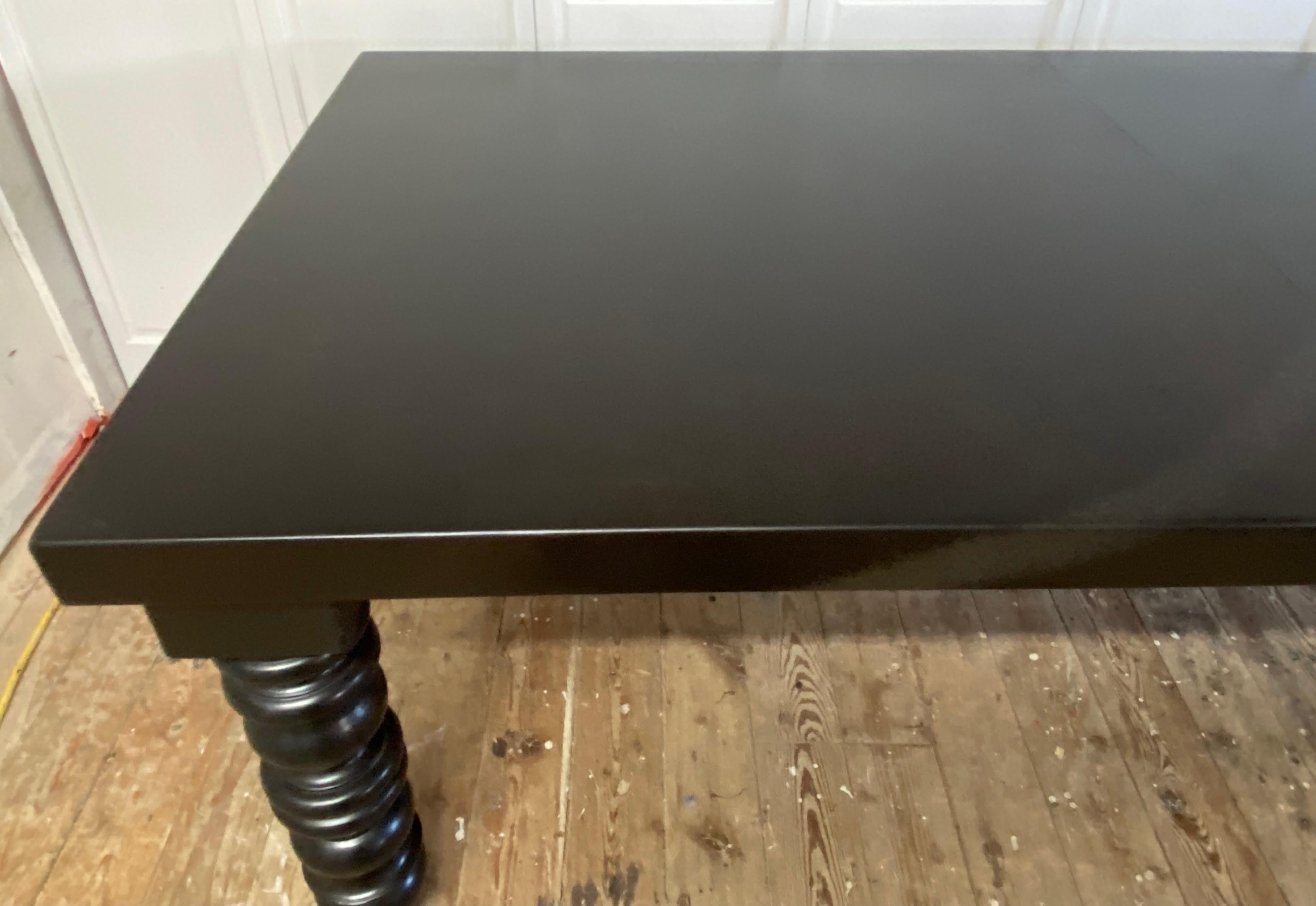 Wood Drexel Dining Table with Oversize Turned Legs For Sale