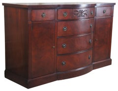 Drexel Duncan Phyfe Georgian Crotch Mahogany Bowfront Buffet Sideboard Server