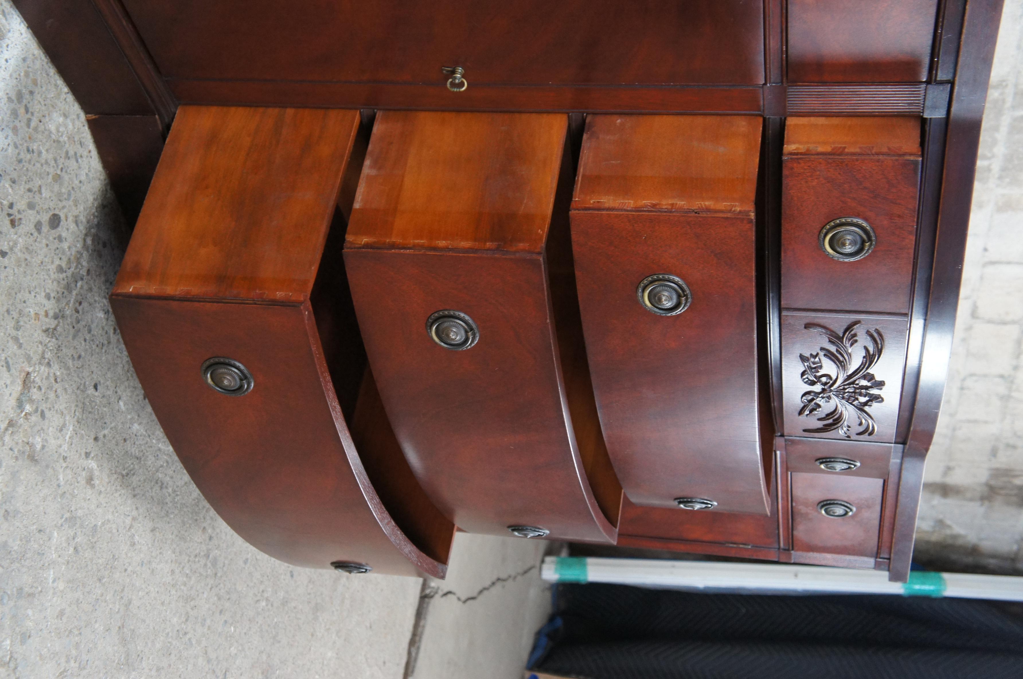 20th Century Drexel Duncan Phyfe Georgian Crotch Mahogany Bowfront Buffet Sideboard Server