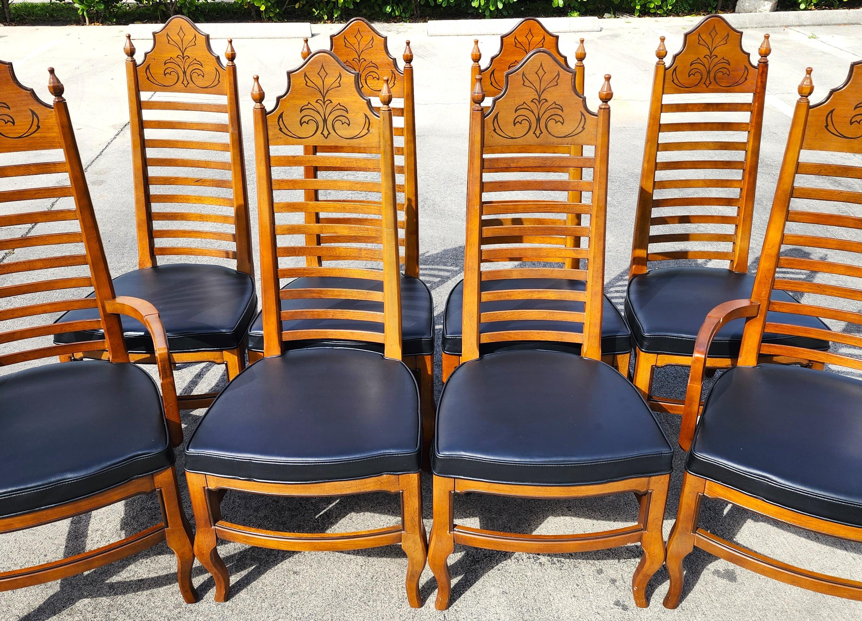 Metà XX secolo Set di 8 sedie da pranzo Drexel Esperanto 1960s in vendita