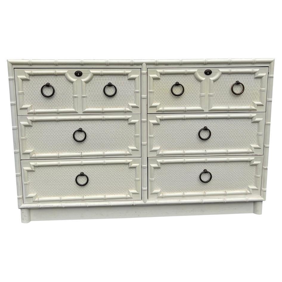 Drexel Faux Bamboo Dresser Cabinet With Brass Hardware Boho Chic Coastal Styles
