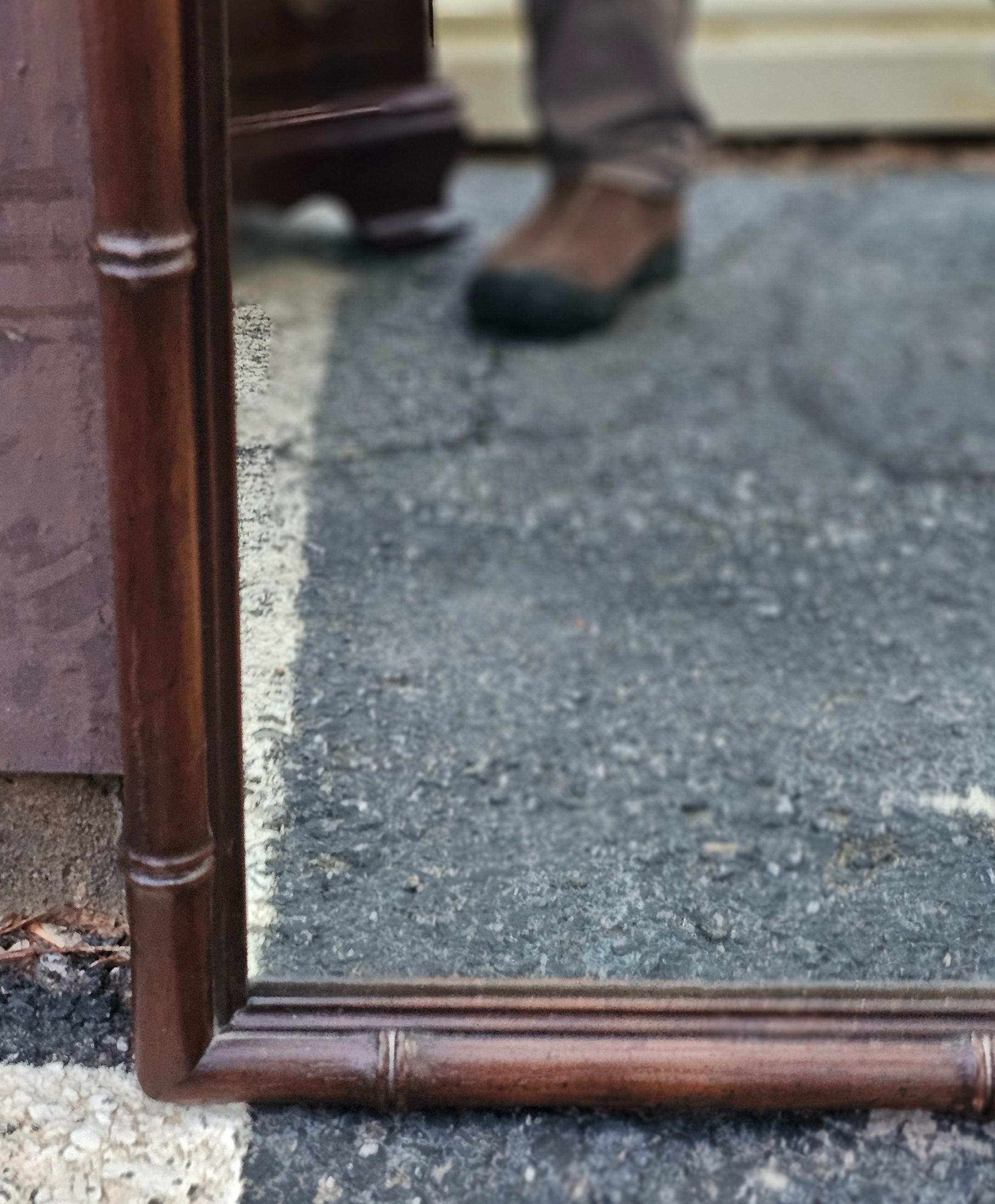 Drexel Faux Bamboo Tortoise Shell Wood Mirror For Sale 3