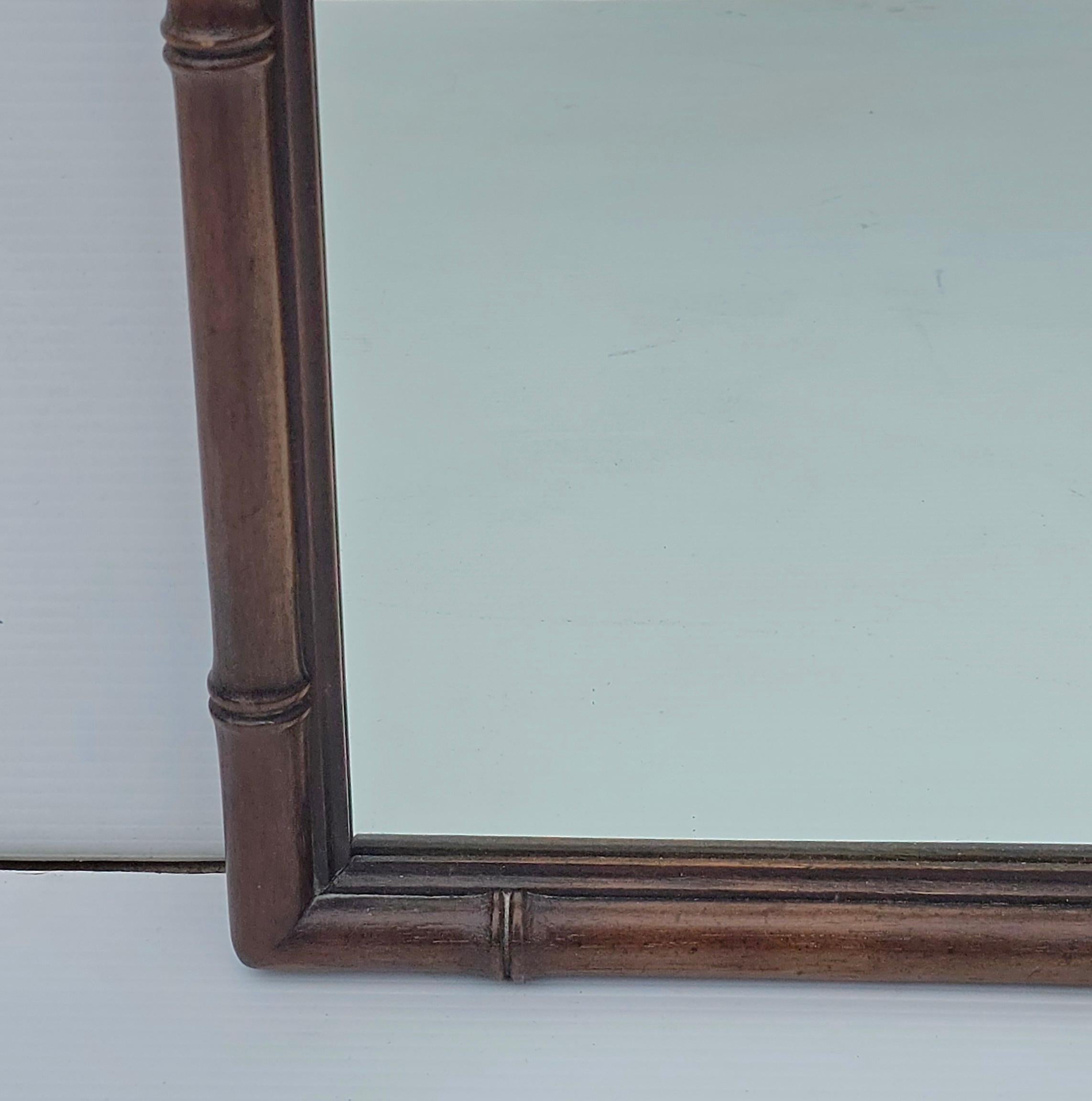 20th Century Drexel Faux Bamboo Tortoise Shell Wood Mirror For Sale