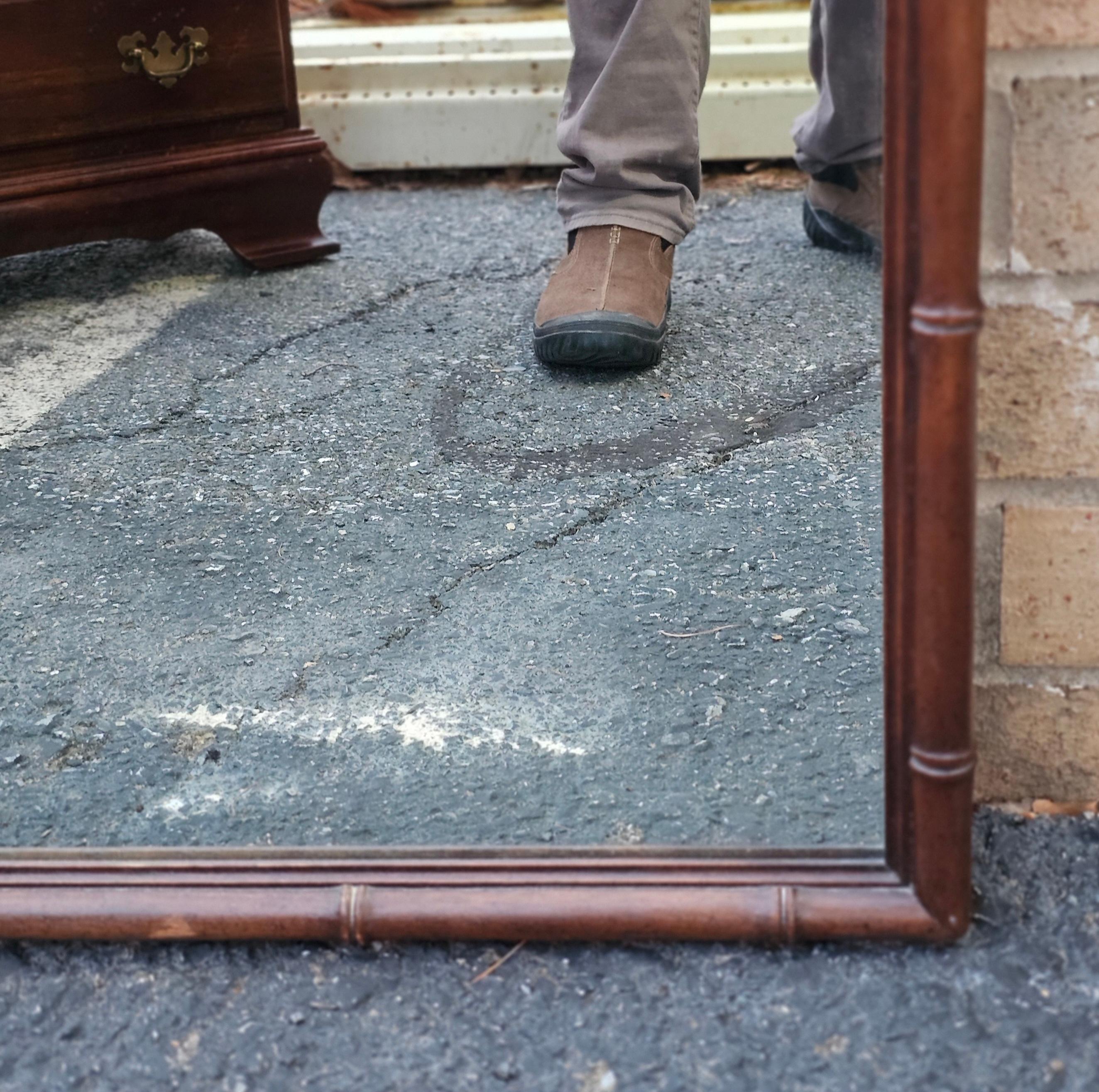 Drexel Faux Bamboo Tortoise Shell Wood Mirror For Sale 2