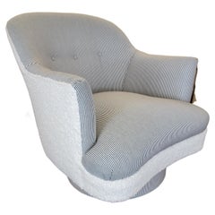 Vintage Drexel Faux Shearling /Ticking Swivel Chair