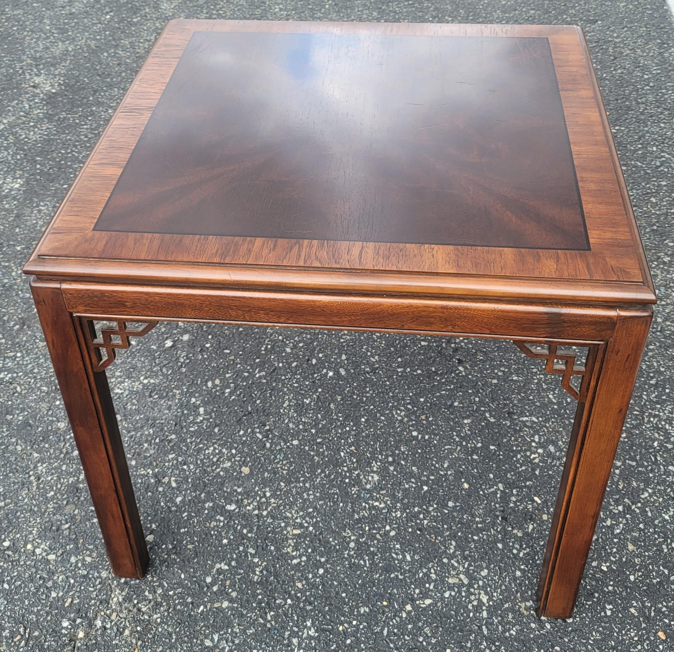 Drexel Flame Mahogany Banded Chippendale Side Table For Sale 5