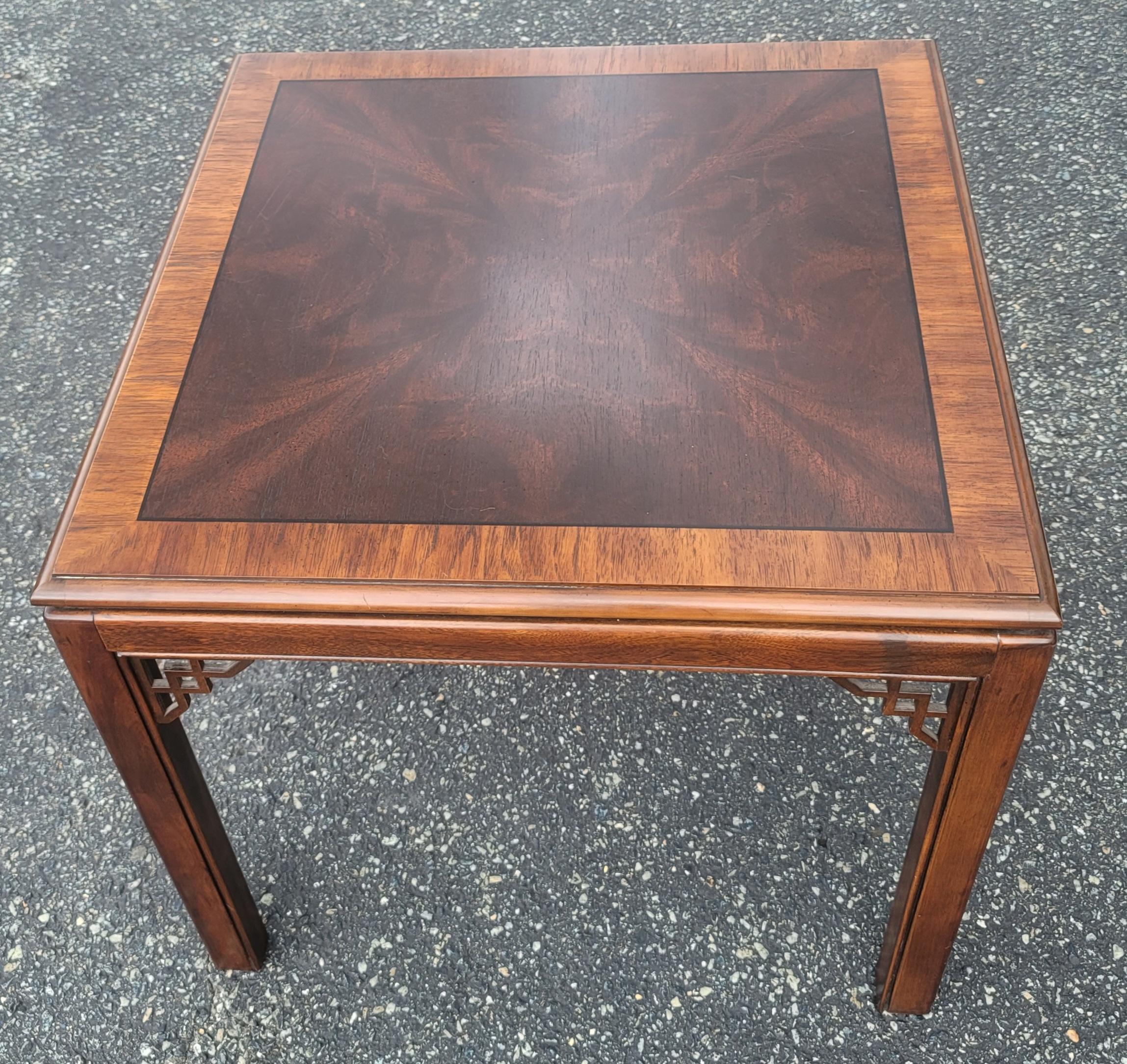 Drexel Flame Mahogany Banded Chippendale Side Table For Sale 6