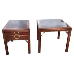 Retro Drexel Flame Mahogany Banded Chippendale Side Table