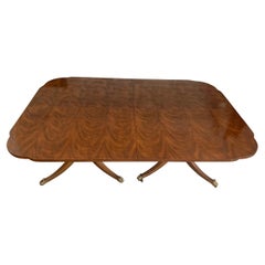 Drexel Flame Mahogany Georgian Style Double Pedestal Dining Table