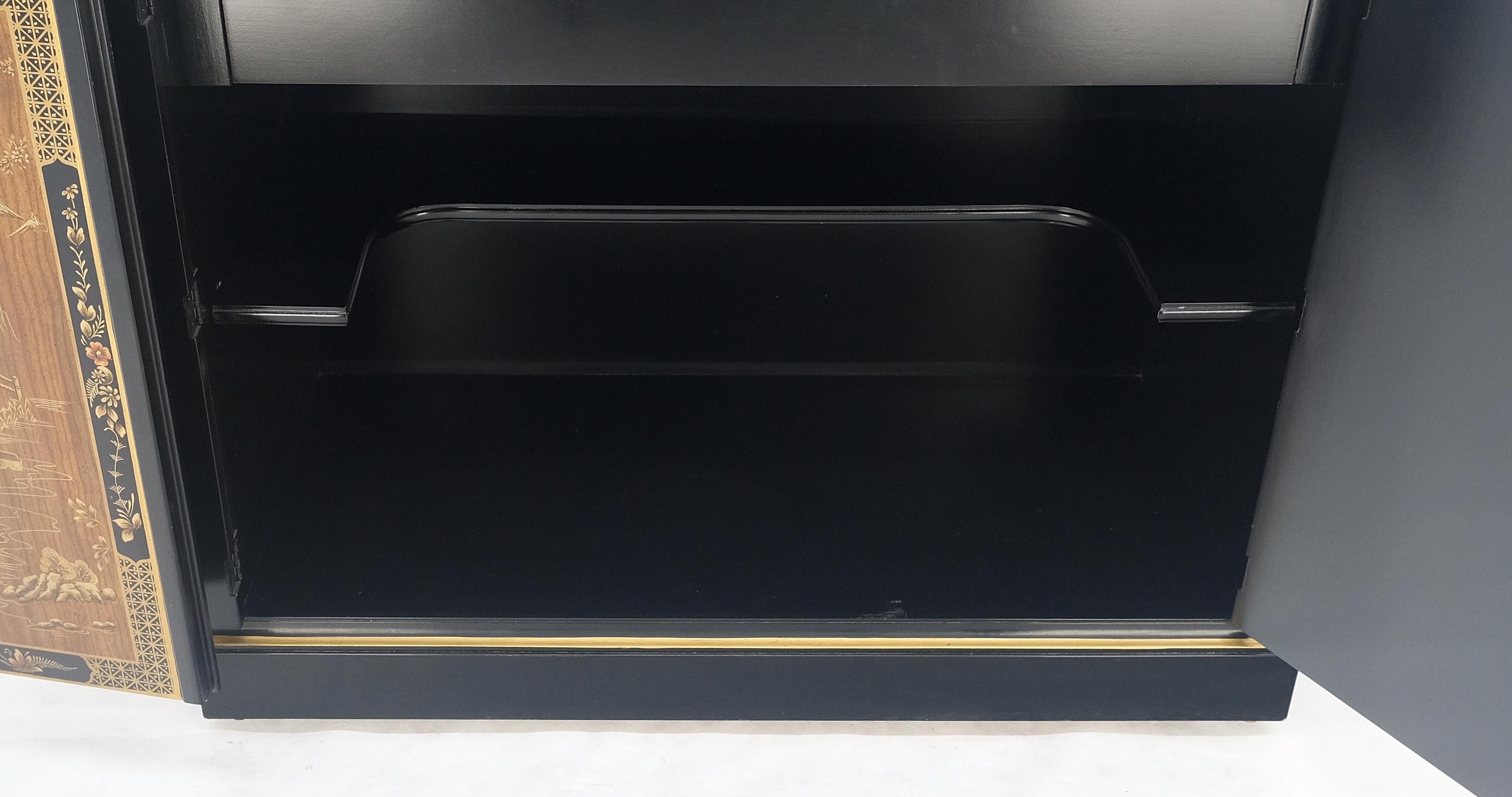 Drexel Flip Top Serving Sideboard Bar on Wheels Chinoiserie Style Black Lacquer For Sale 7