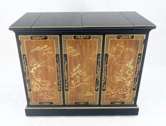 Drexel Flip Top Credenza Bar su Ruote Stile Chinoiserie Laccato Nero