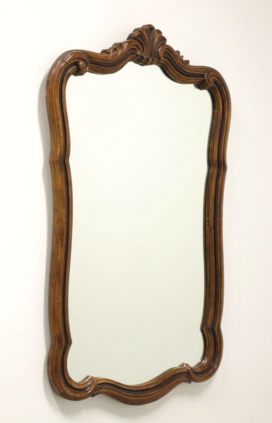 DREXEL French Country Style Carved Walnut Wall Mirror 2