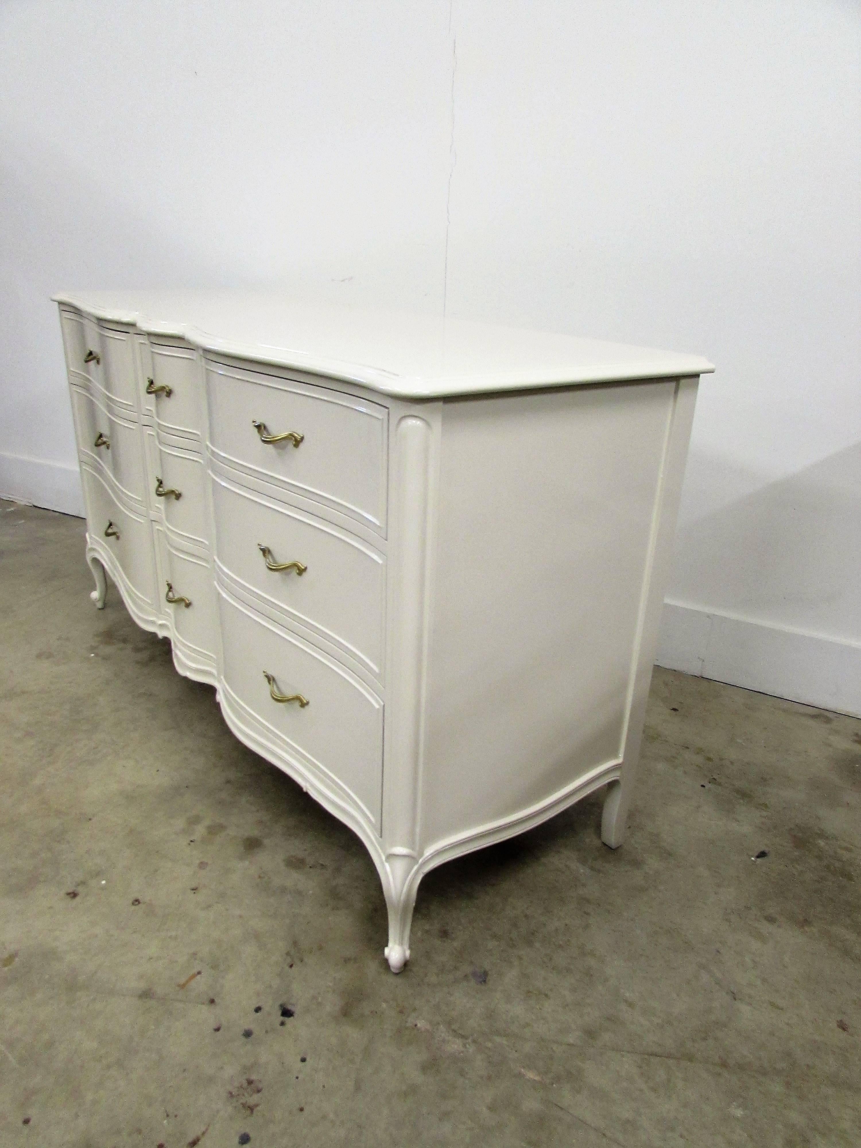 Brass Drexel French Lacquered Chest of Drawers