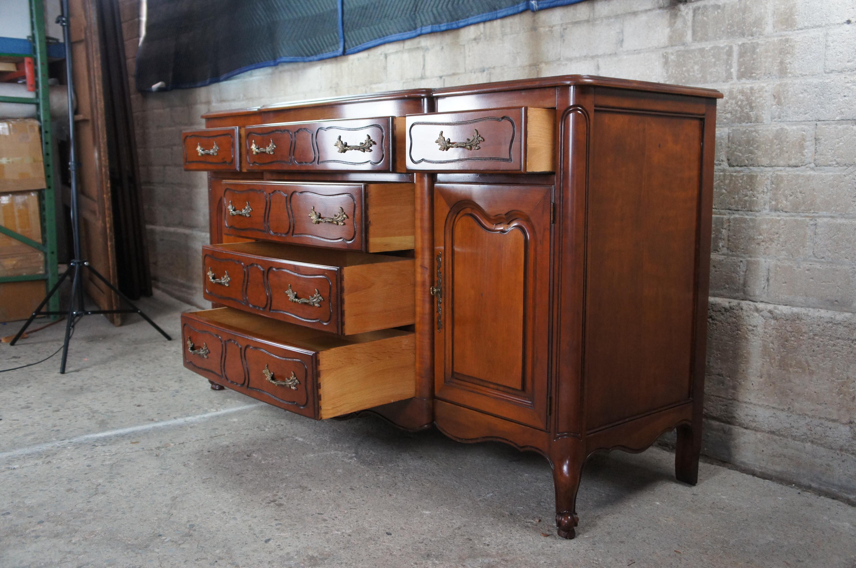 Drexel French Provincial Cherry Buffet Sideboard Breakfront Console Server 2