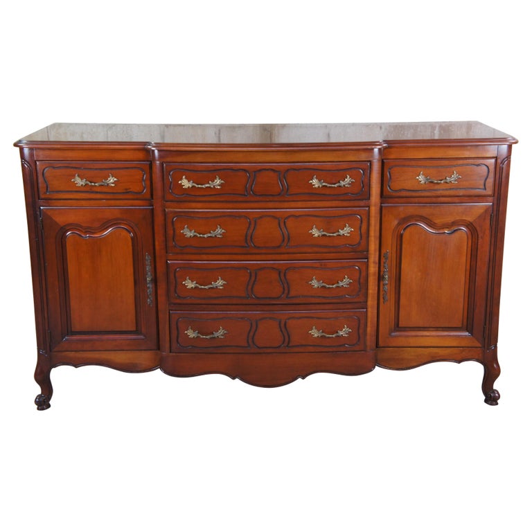 Drexel French Provincial Cherry Buffet Sideboard Breakfront