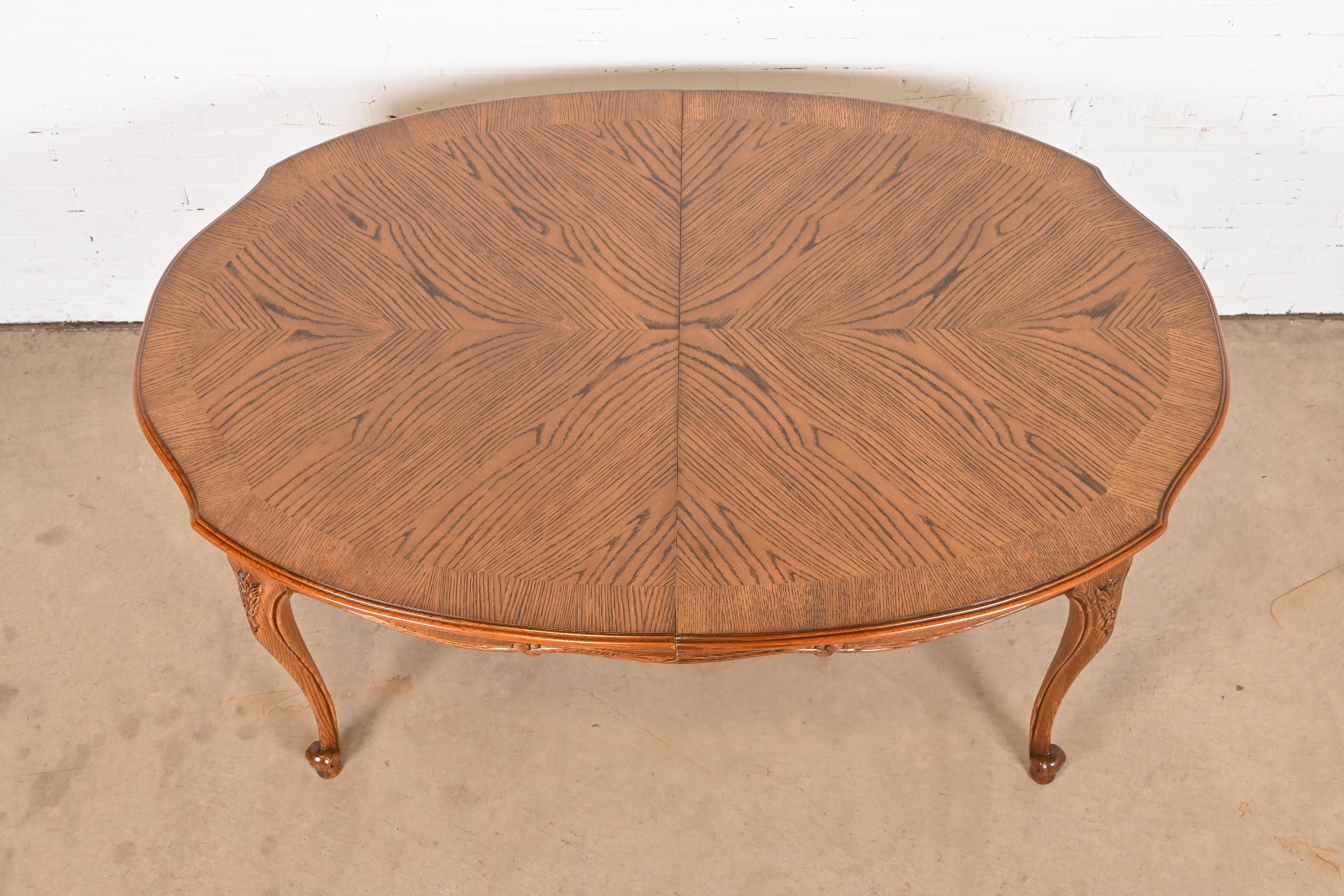Drexel French Provincial Louis XV Carved Oak Extension Dining Table, Refinished For Sale 7
