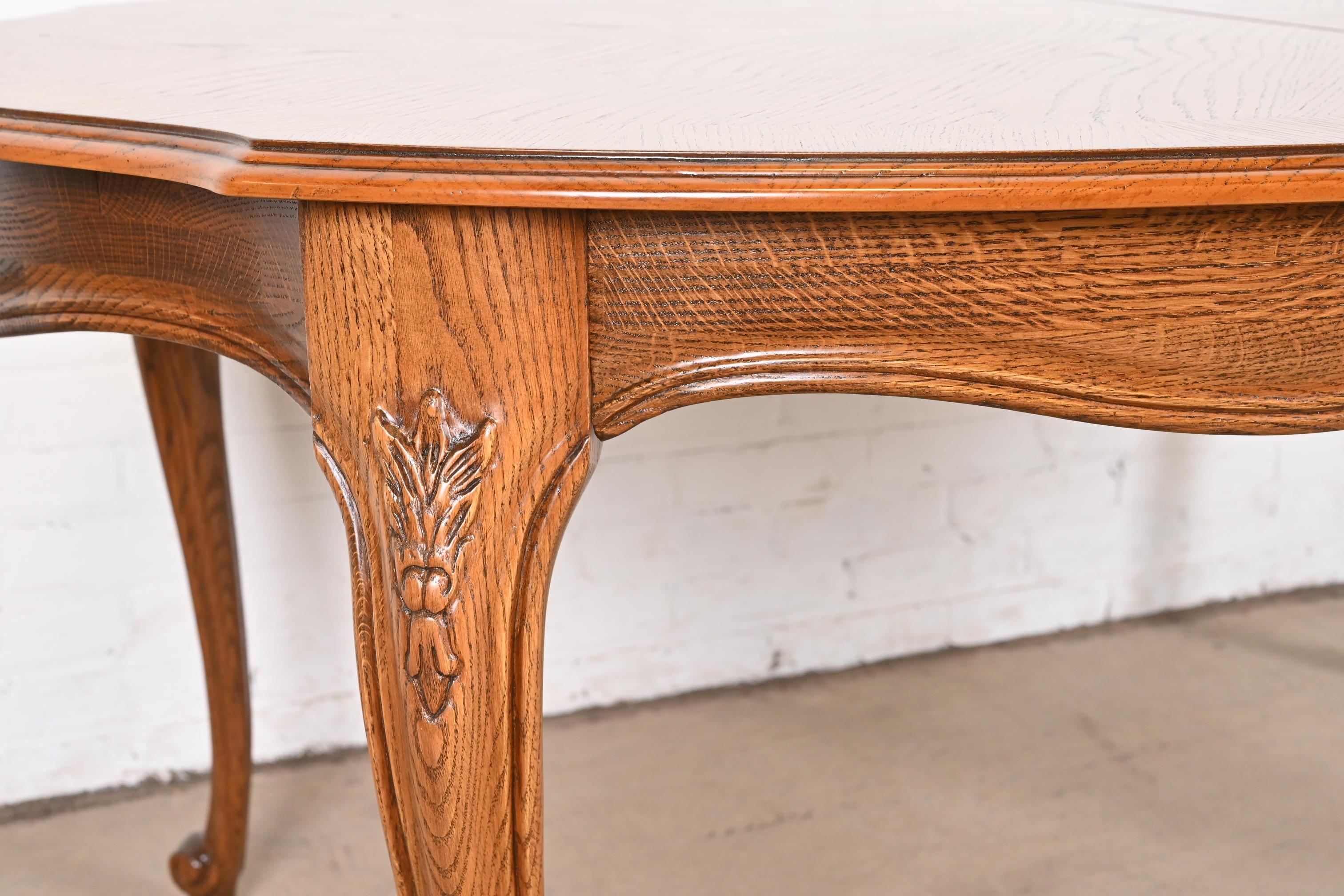 Drexel French Provincial Louis XV Carved Oak Extension Dining Table, Refinished For Sale 8