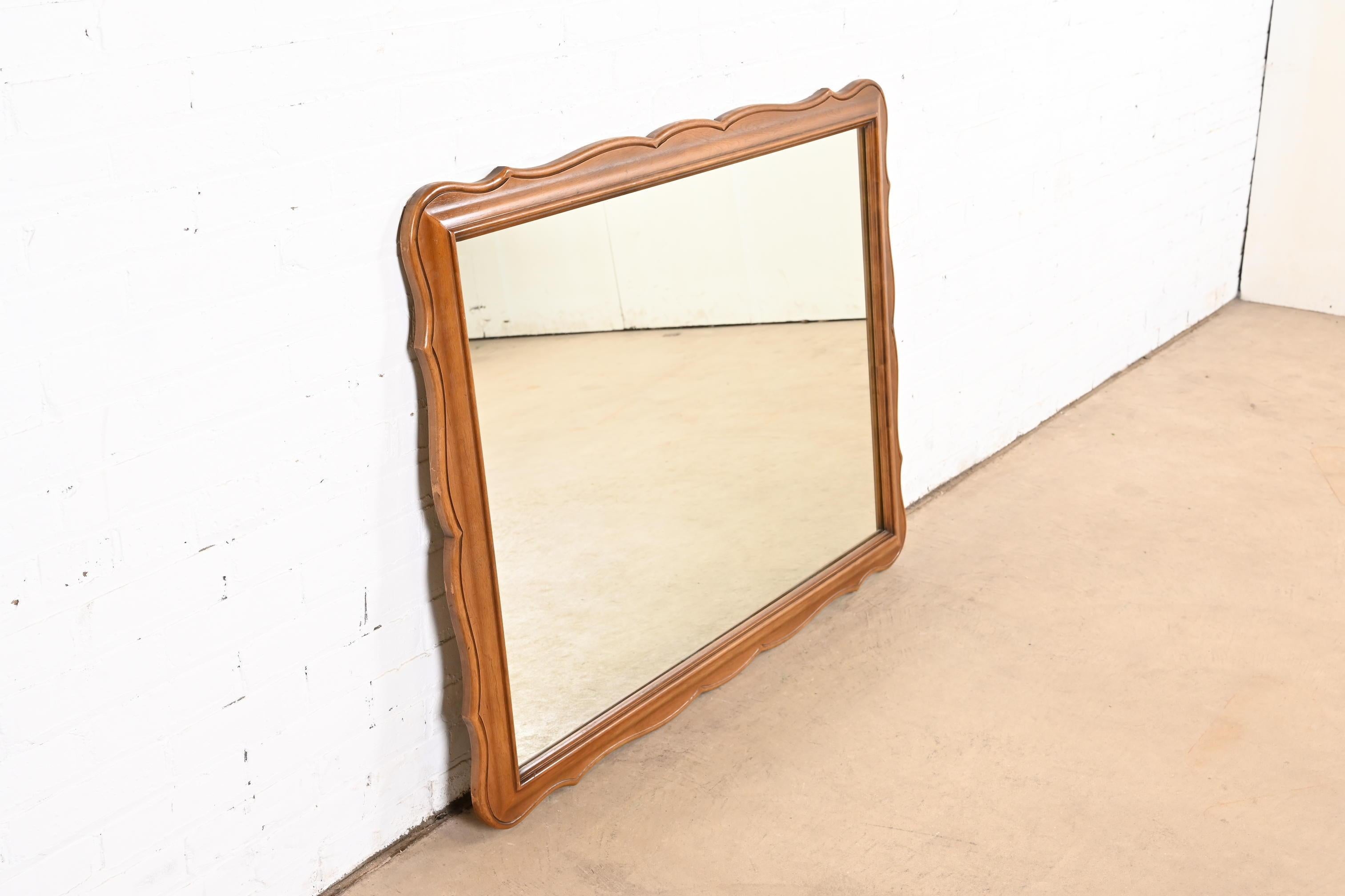 American Drexel French Provincial Louis XV Carved Walnut Framed Wall Mirror, 1960s