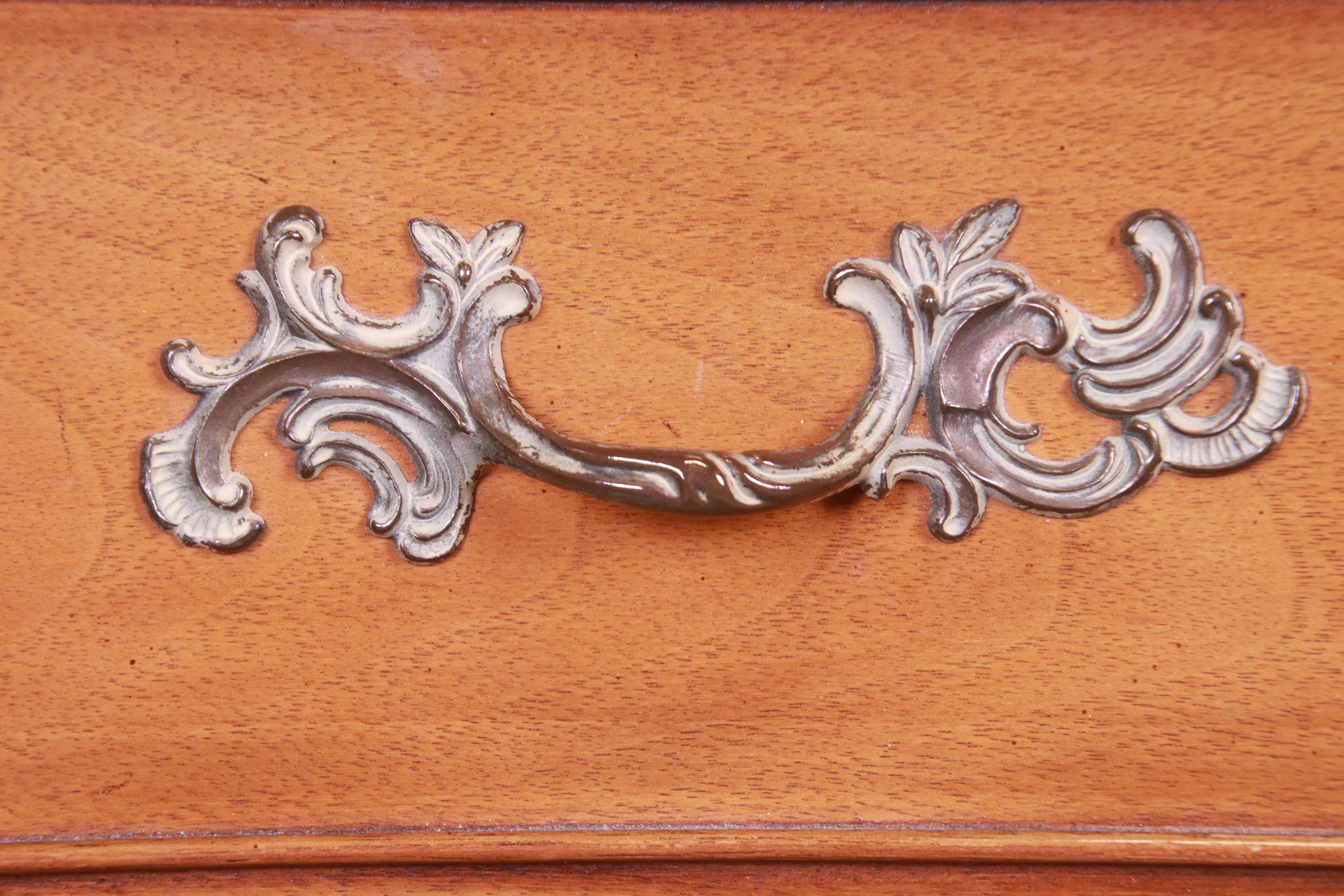 Drexel French Provincial Louis XV Carved Walnut Highboy Dresser, circa 1950s 2