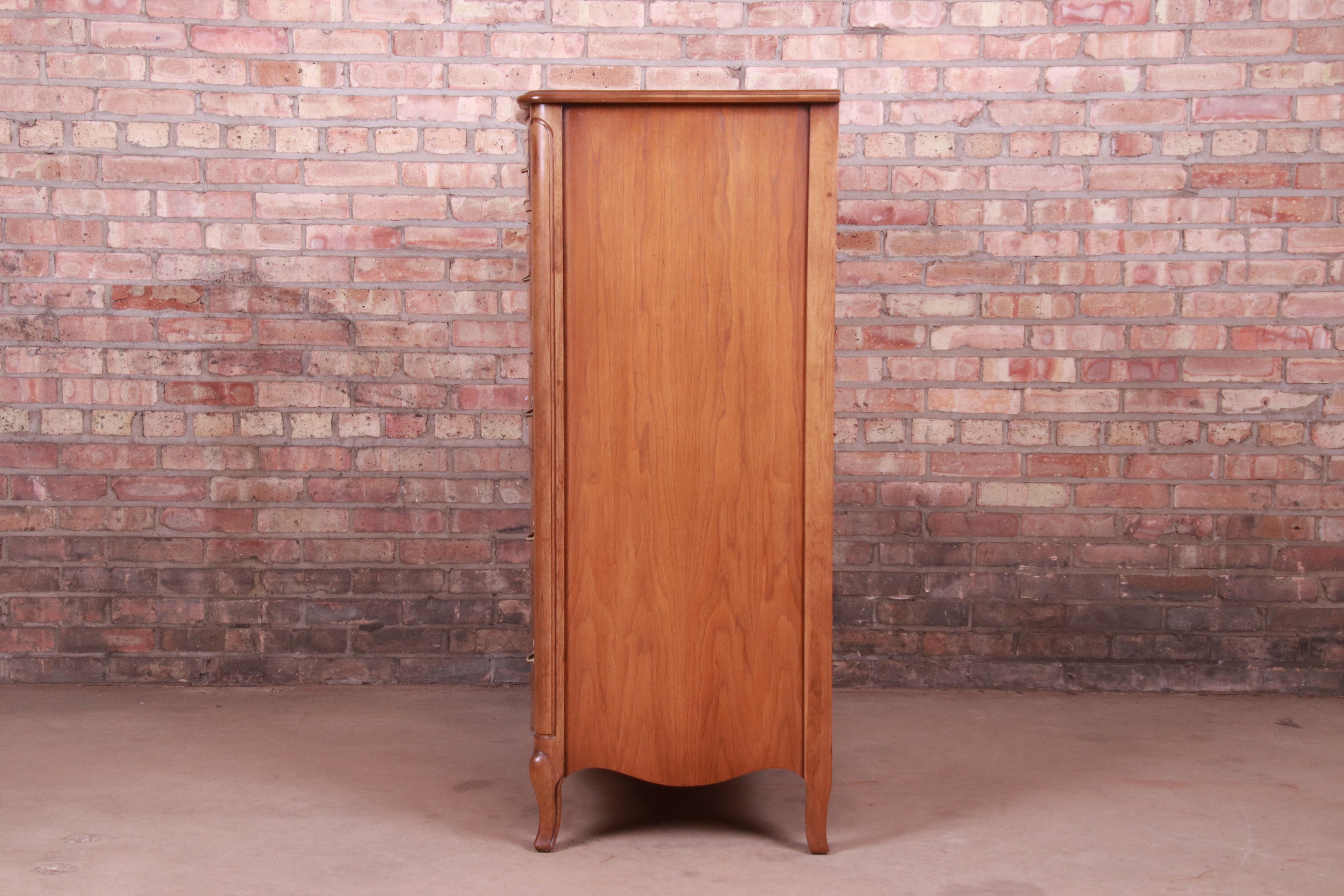 Drexel French Provincial Louis XV Carved Walnut Highboy Dresser, circa 1950s 5