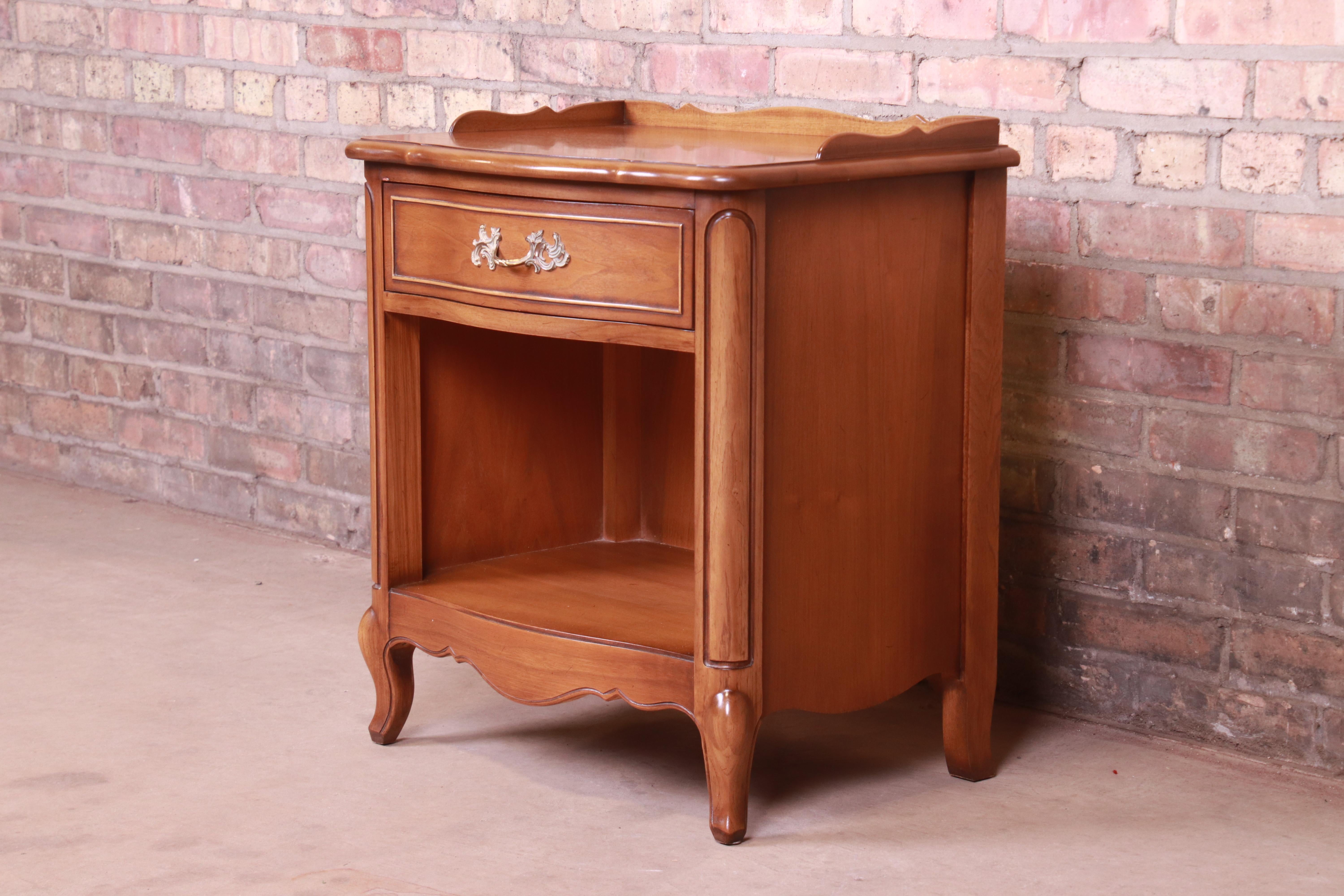 American Drexel French Provincial Louis XV Carved Walnut Nightstand, circa 1950s